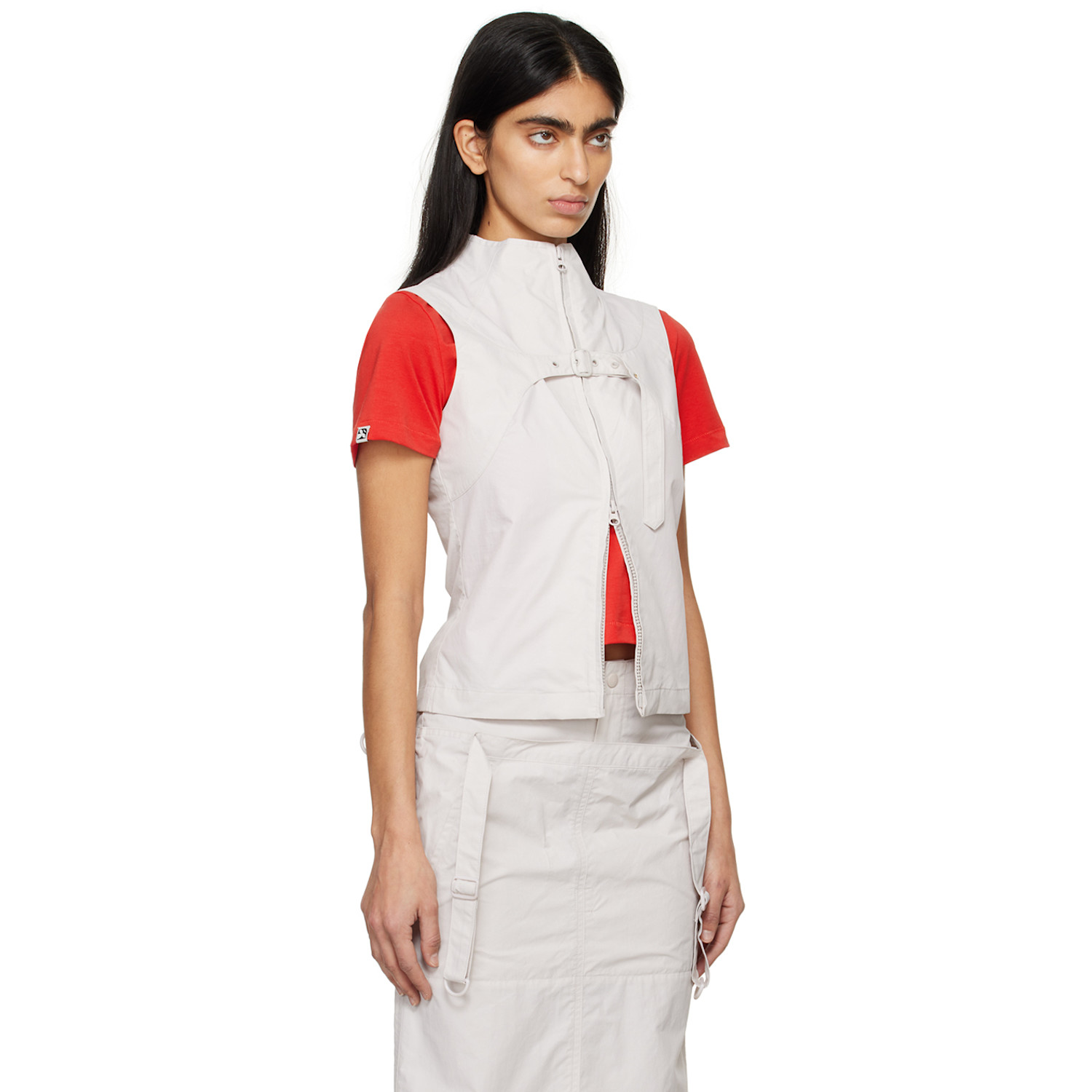  Open Yy Gray Belted Vest 