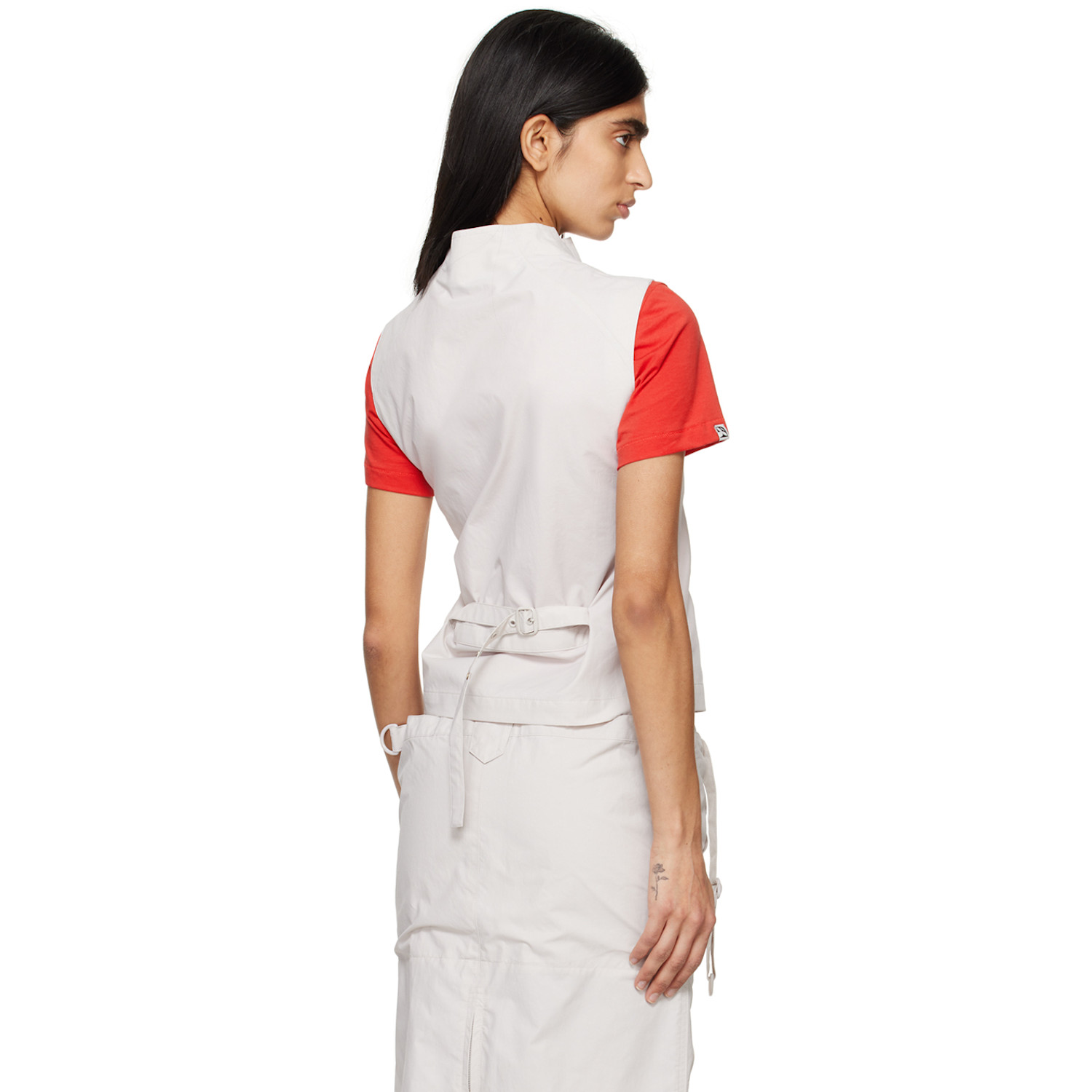  Open Yy Gray Belted Vest 