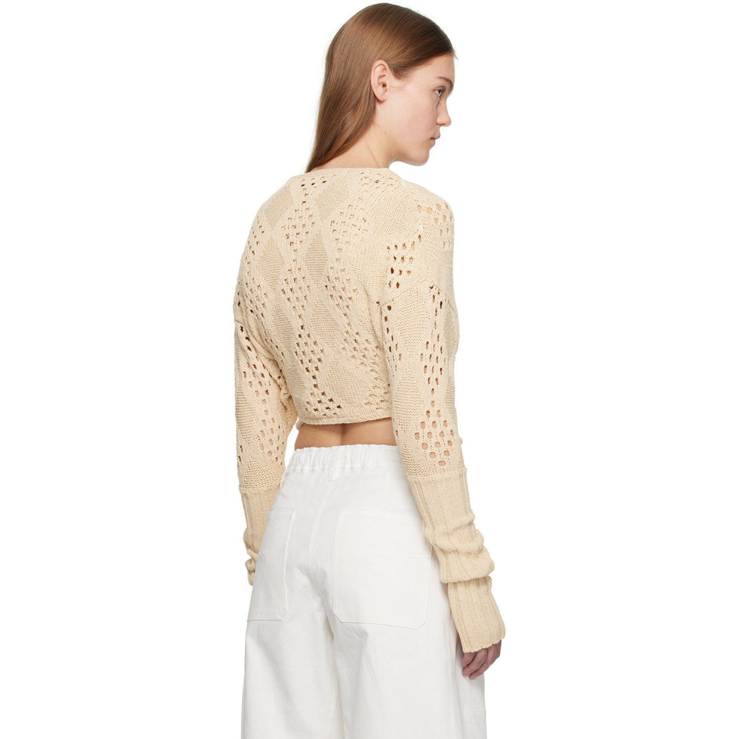  Open Yy Beige Argyle Cardigan 