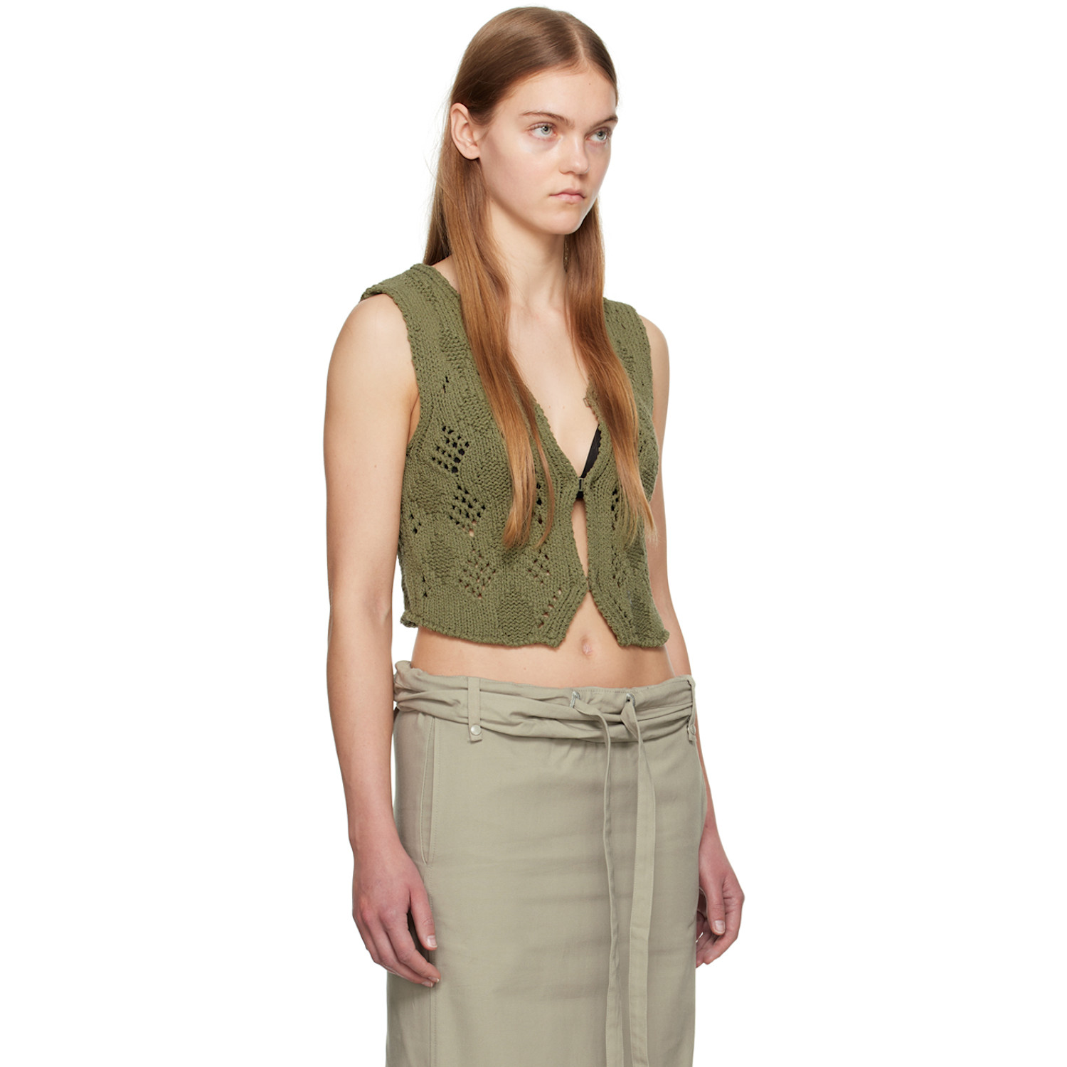  Open Yy Khaki Argyle Vest 