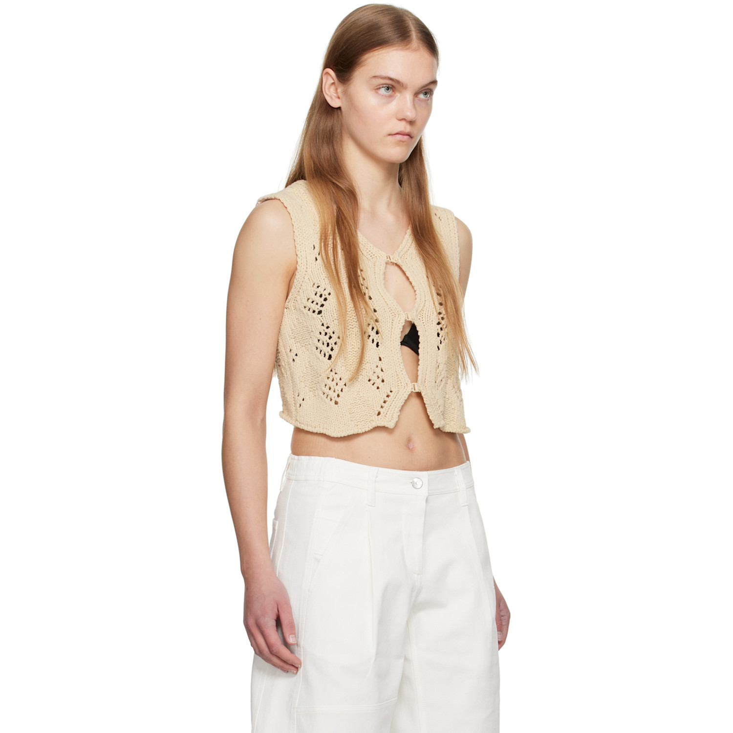  Open Yy Beige Argyle Vest 