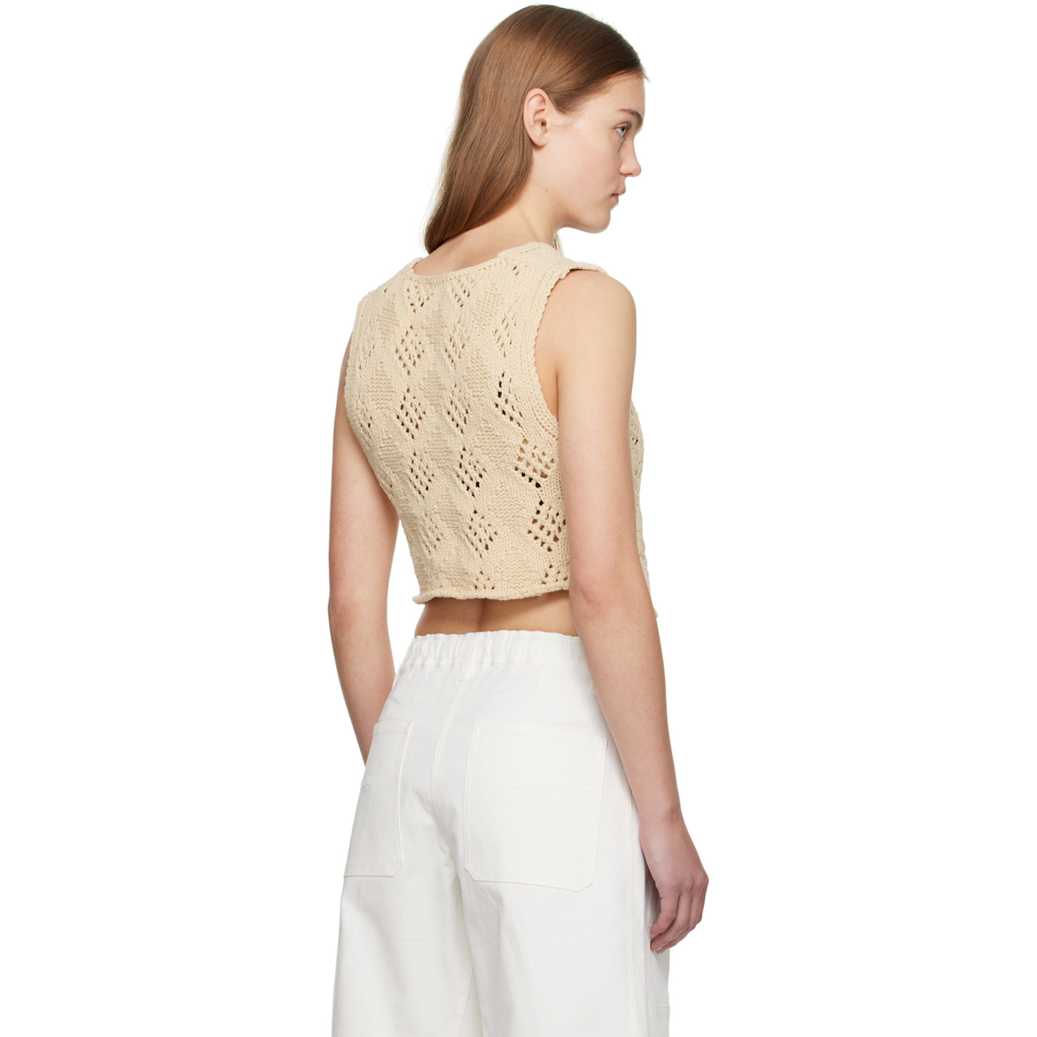  Open Yy Beige Argyle Vest 