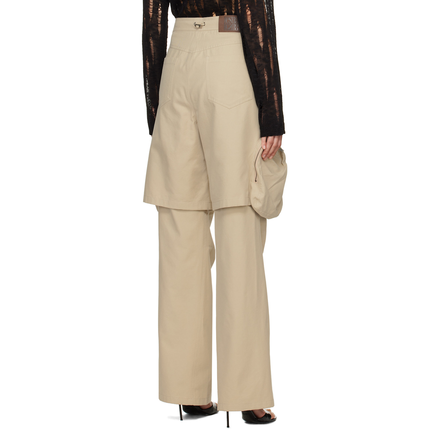  Lesugiatelier Beige Layered Cargo Pants 
