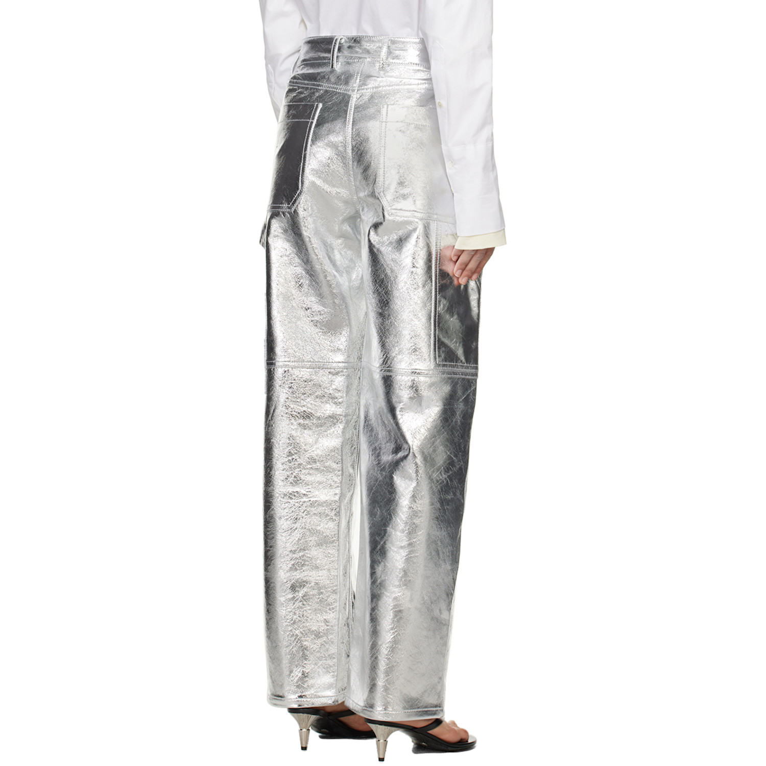  Interior Silver 'the Sterling' Leather Pants 