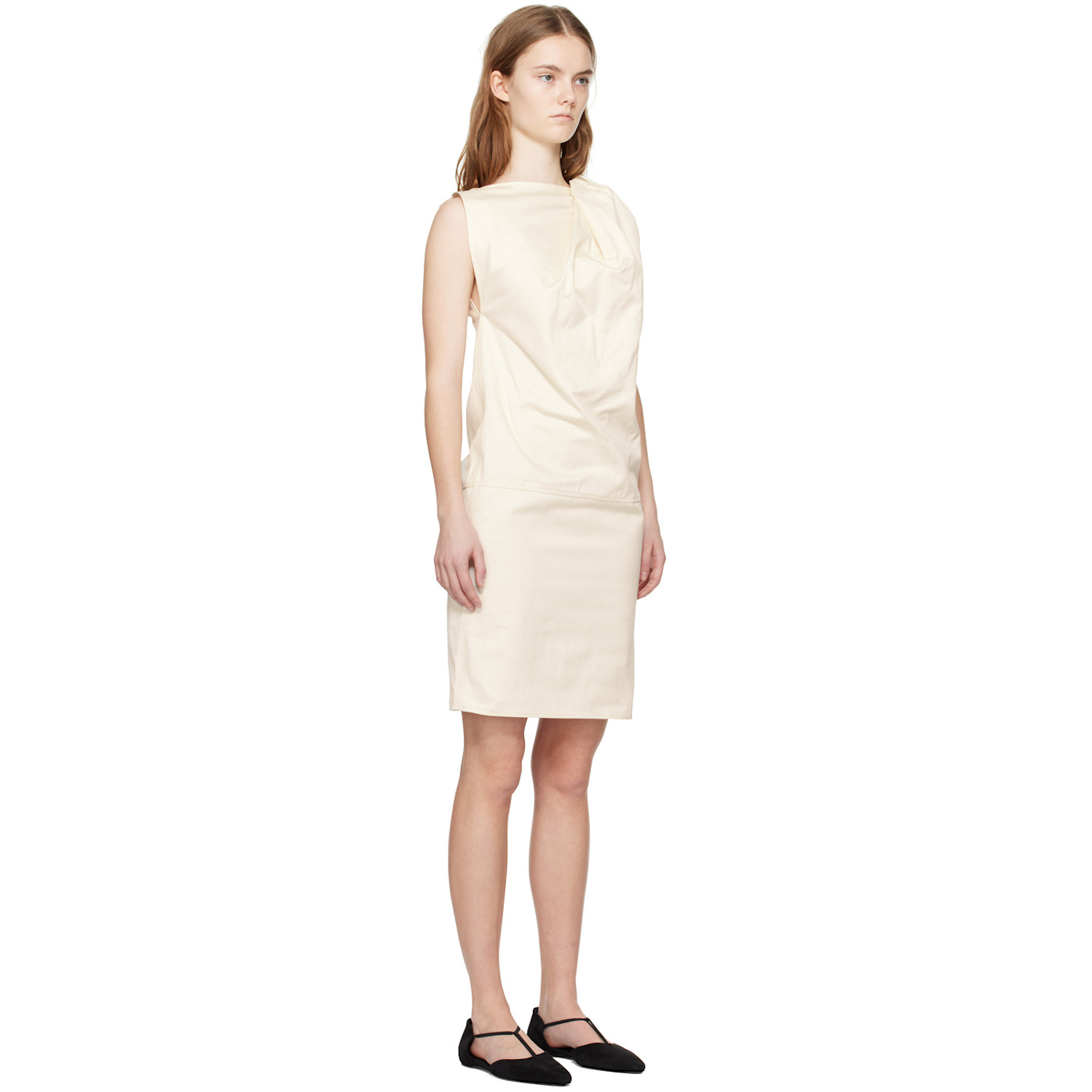  Toteme Off White Shoulder-twist Midi Dress 
