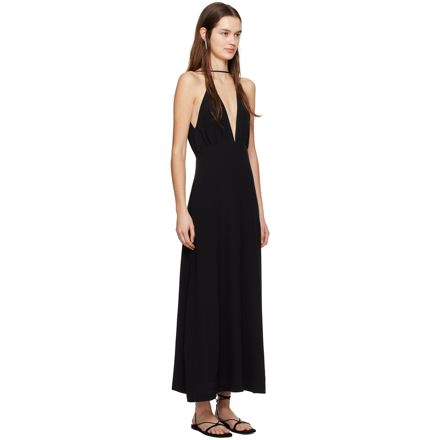  Toteme Black Double Halter Maxi Dress 
