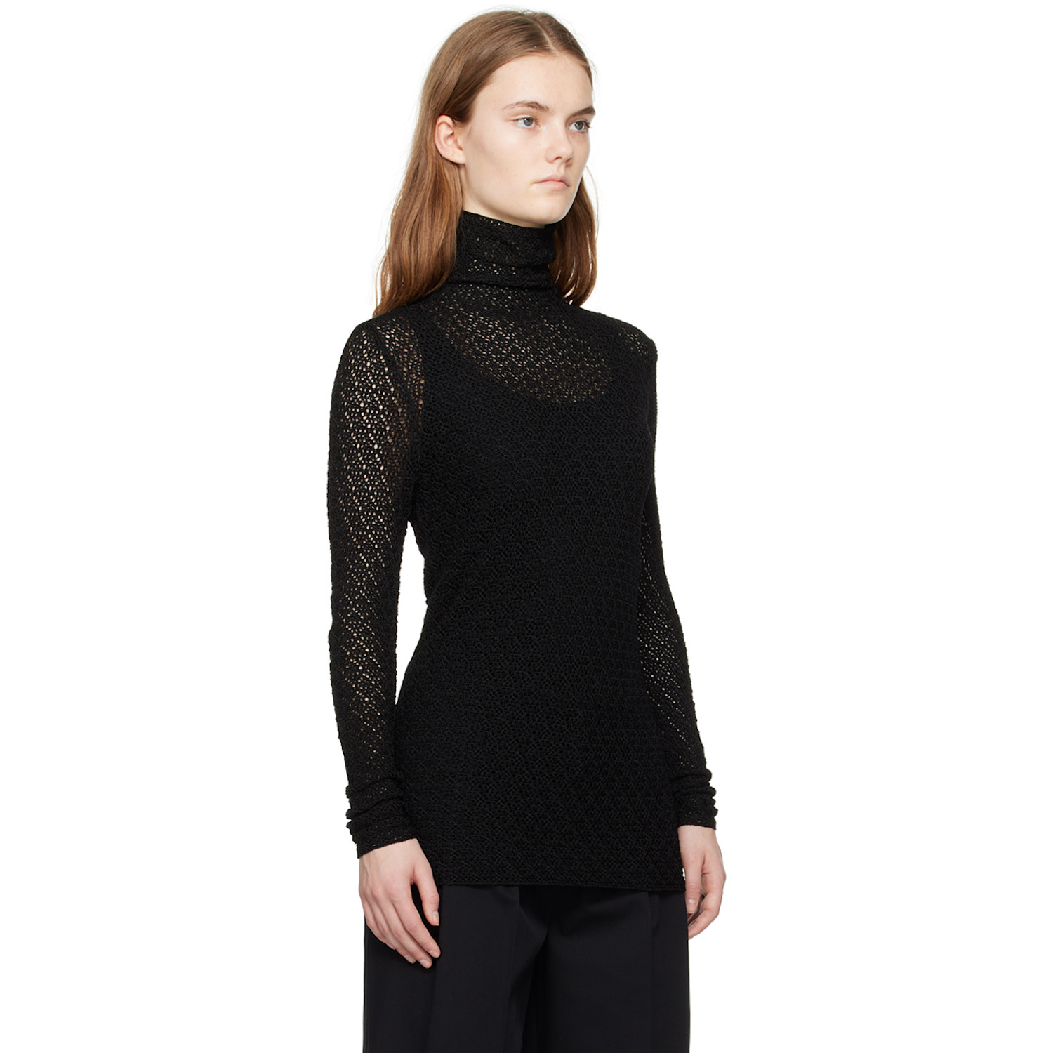  Toteme Black Semi-sheer Turtleneck 