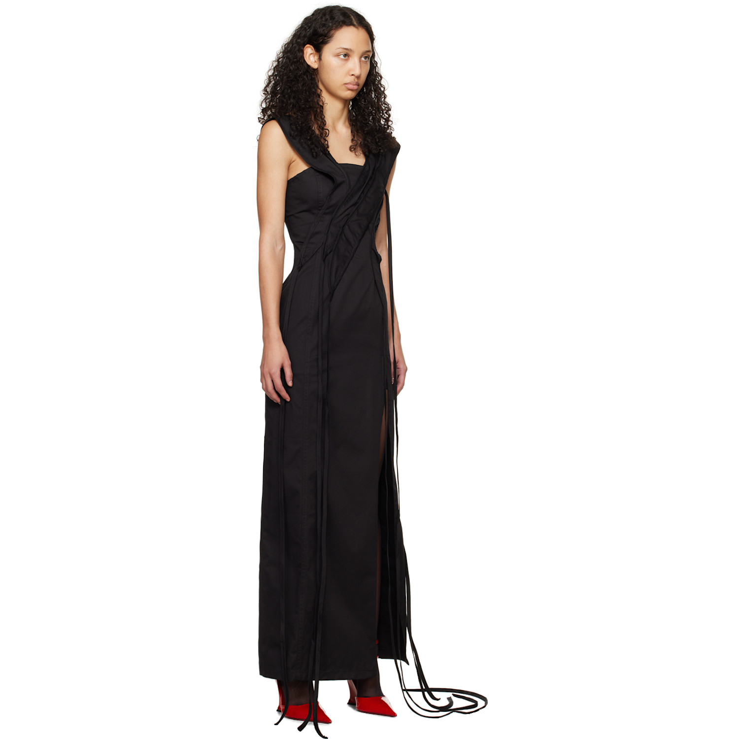  Jade Cropper Black Asymmetric Maxi Dress 