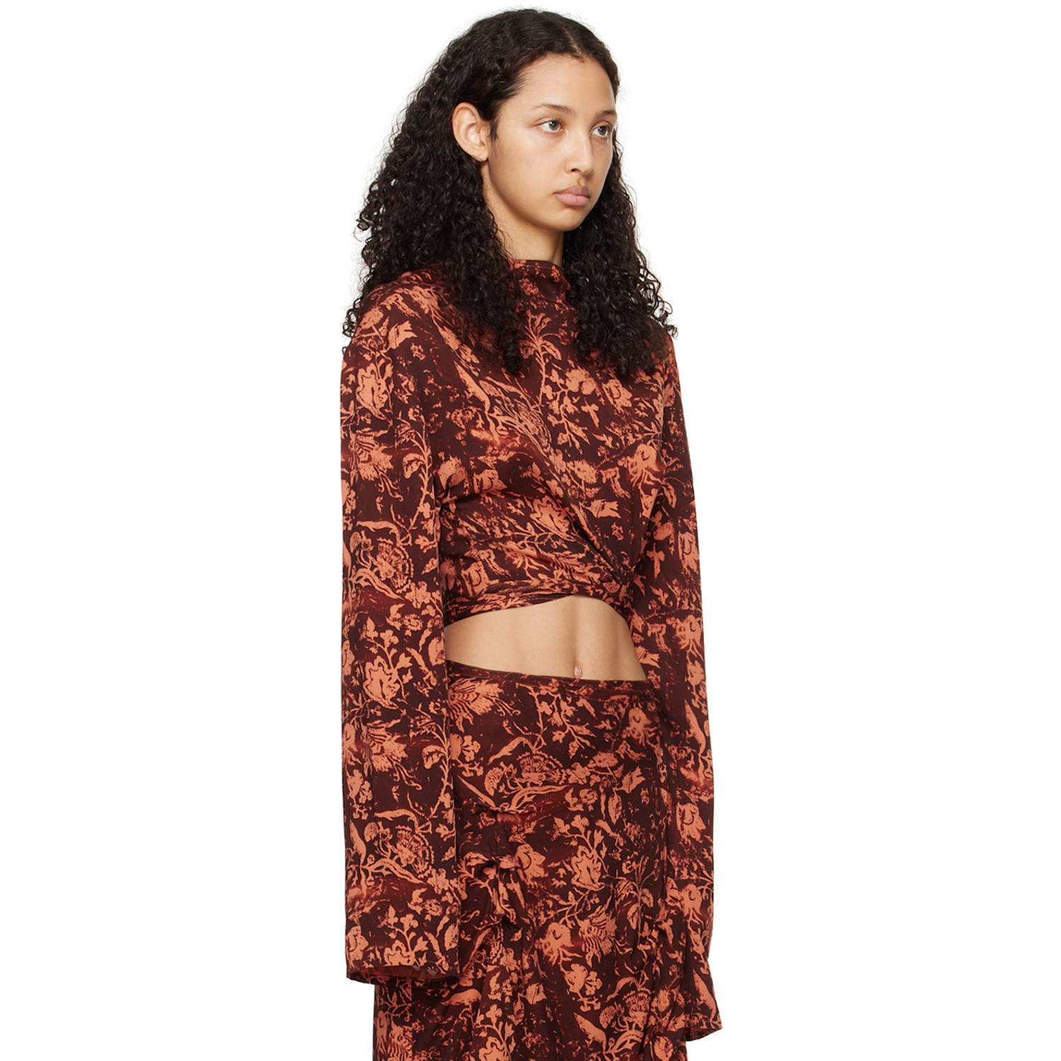  Jade Cropper Brown & Orange Asymmetric T-shirt 