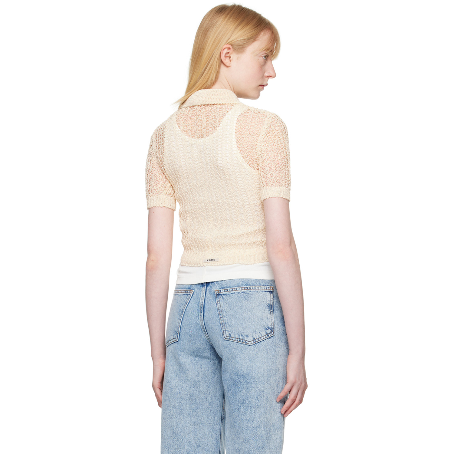  Recto Beige Net Crop Polo 