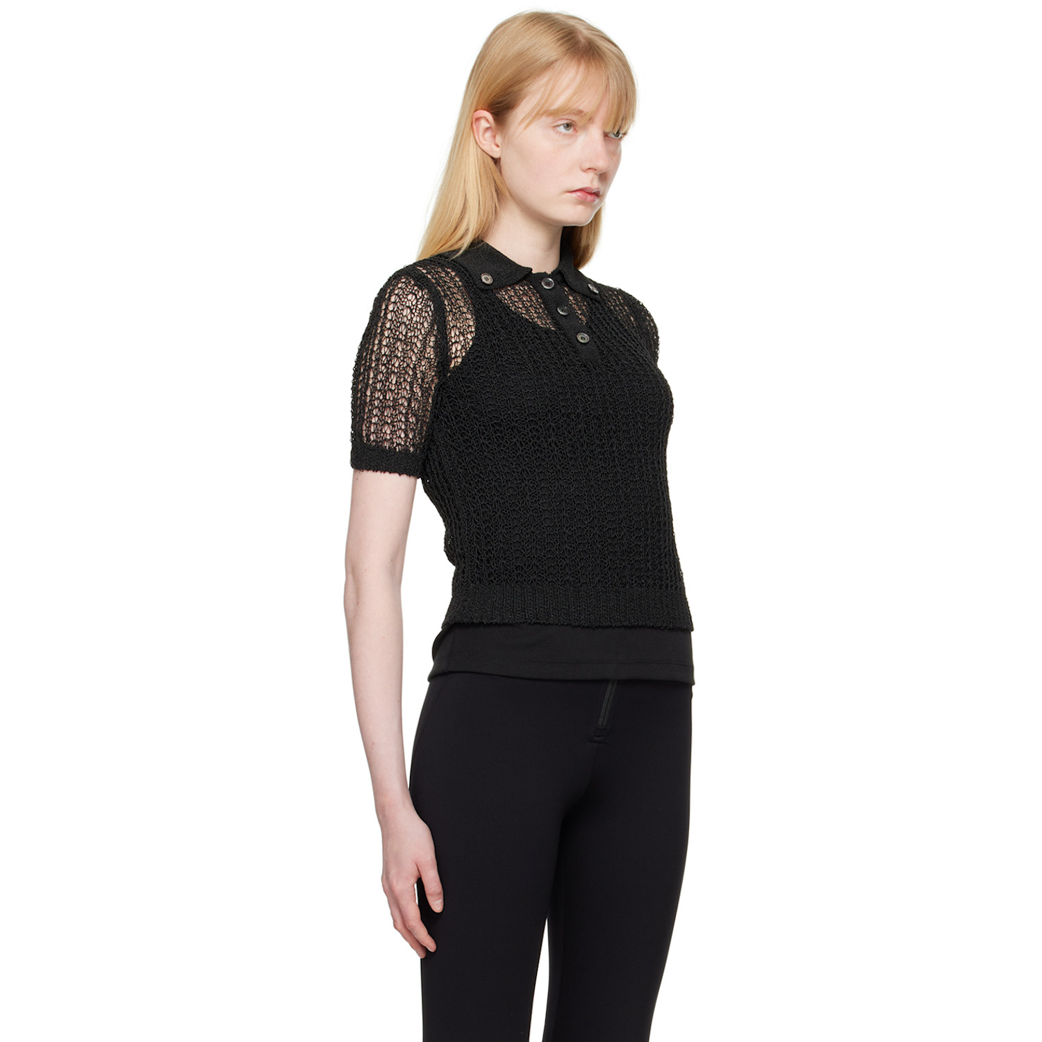  Recto Black Net Crop Polo 