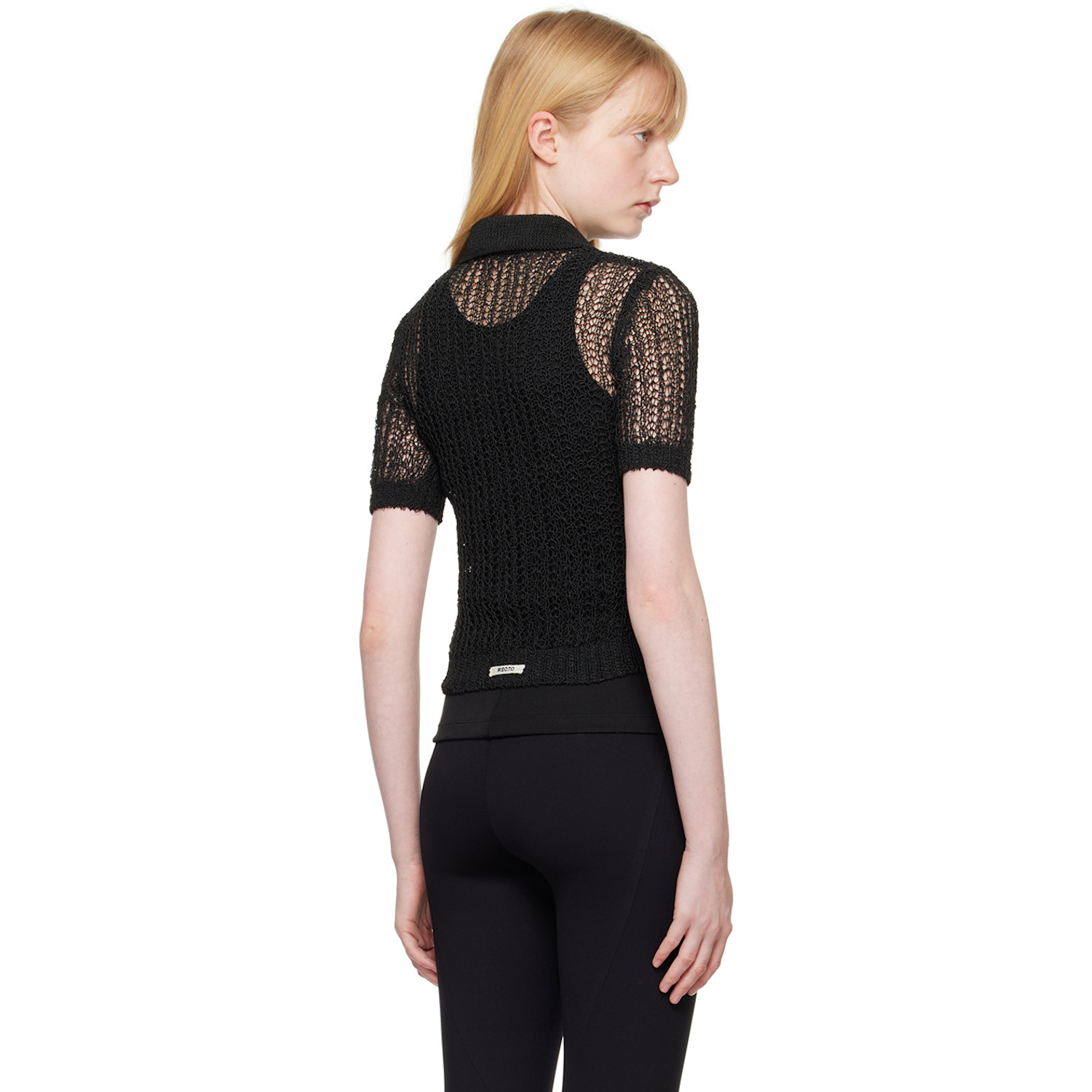  Recto Black Net Crop Polo 