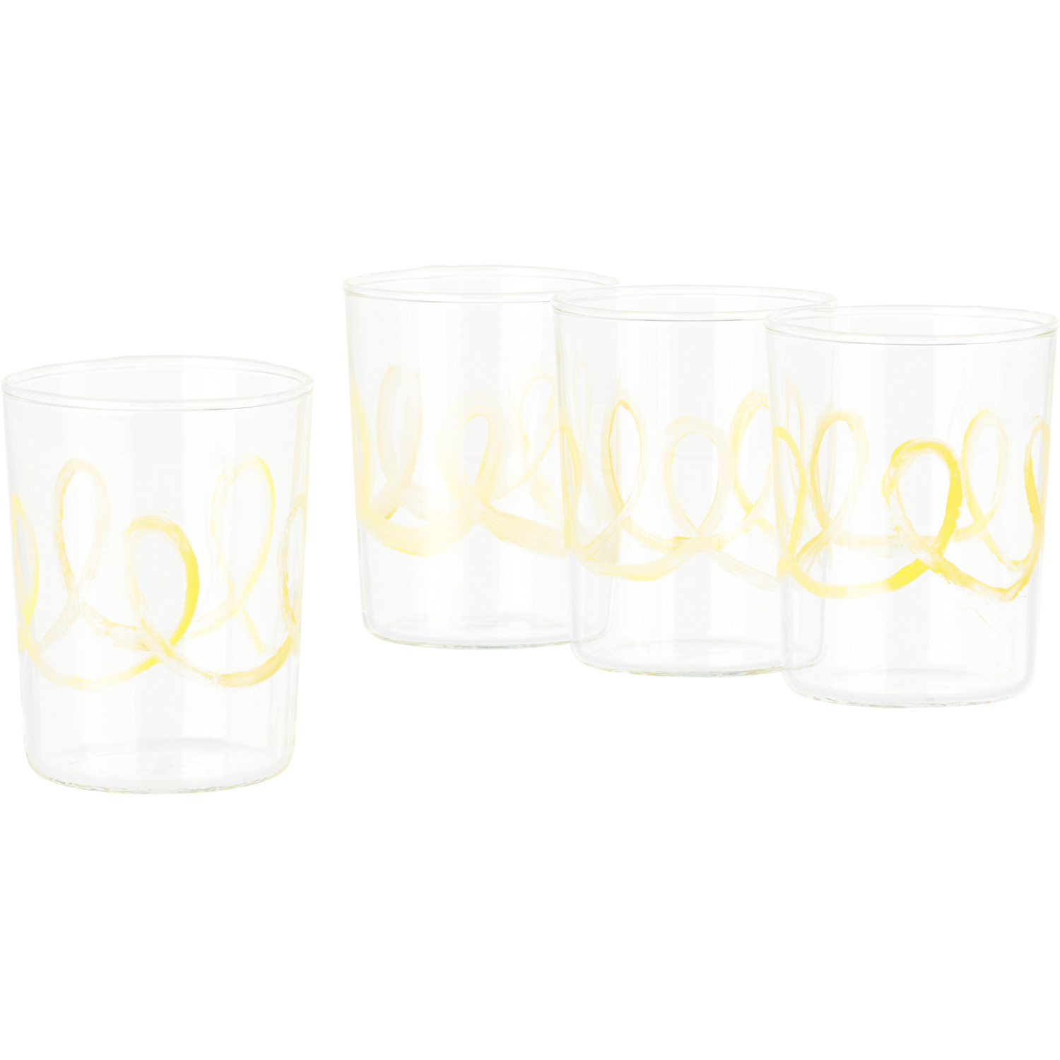  Niko June Yellow Soft Serve Drinking Glass Set, 4 Pcs 