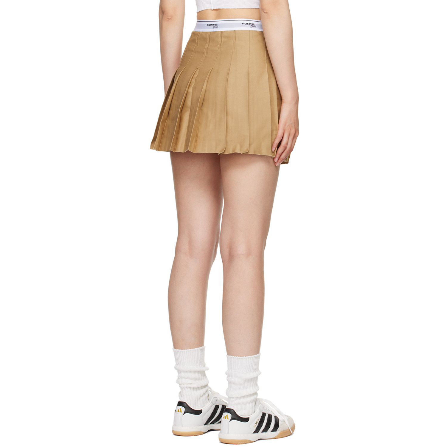  Hommegirls Tan Pleated Miniskirt 