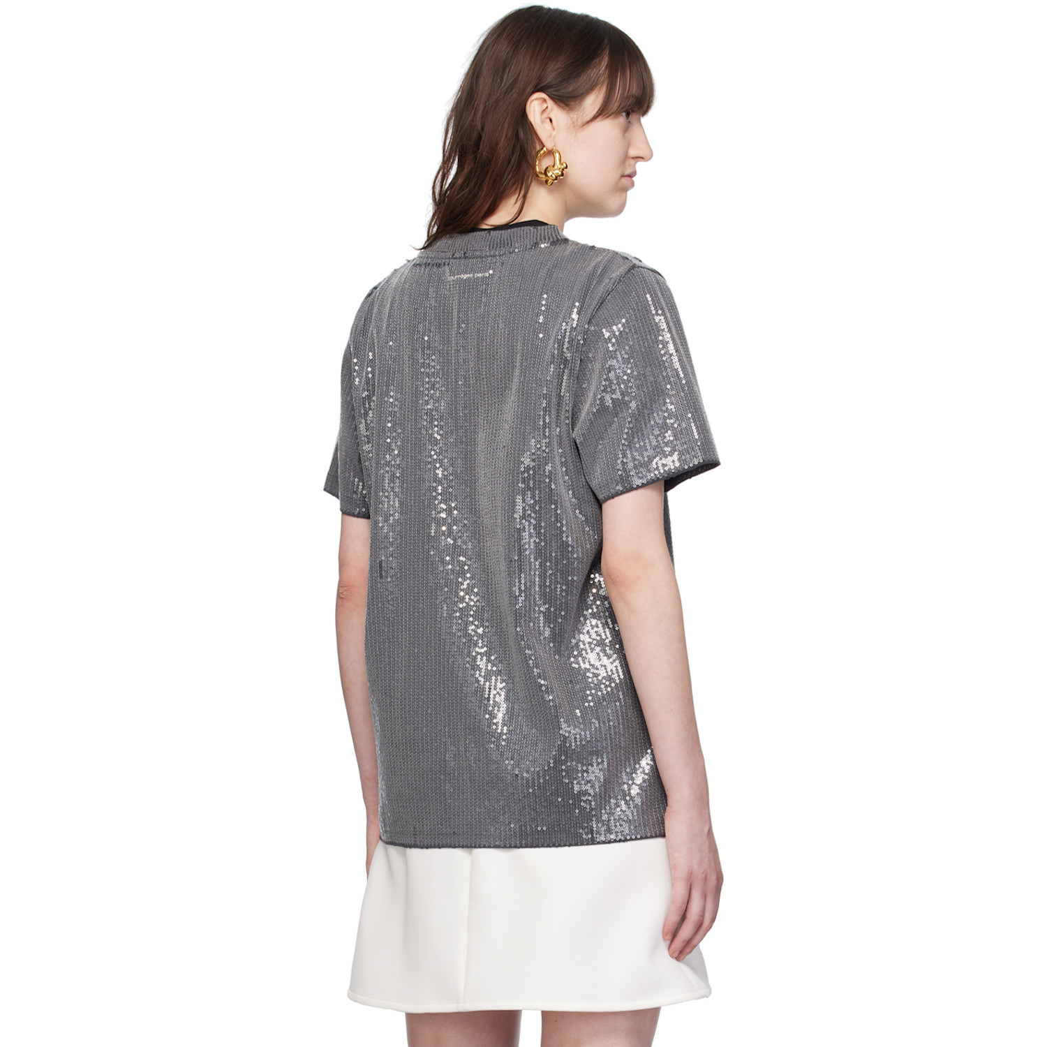  Courrèges Gray Sequinned T-shirt 