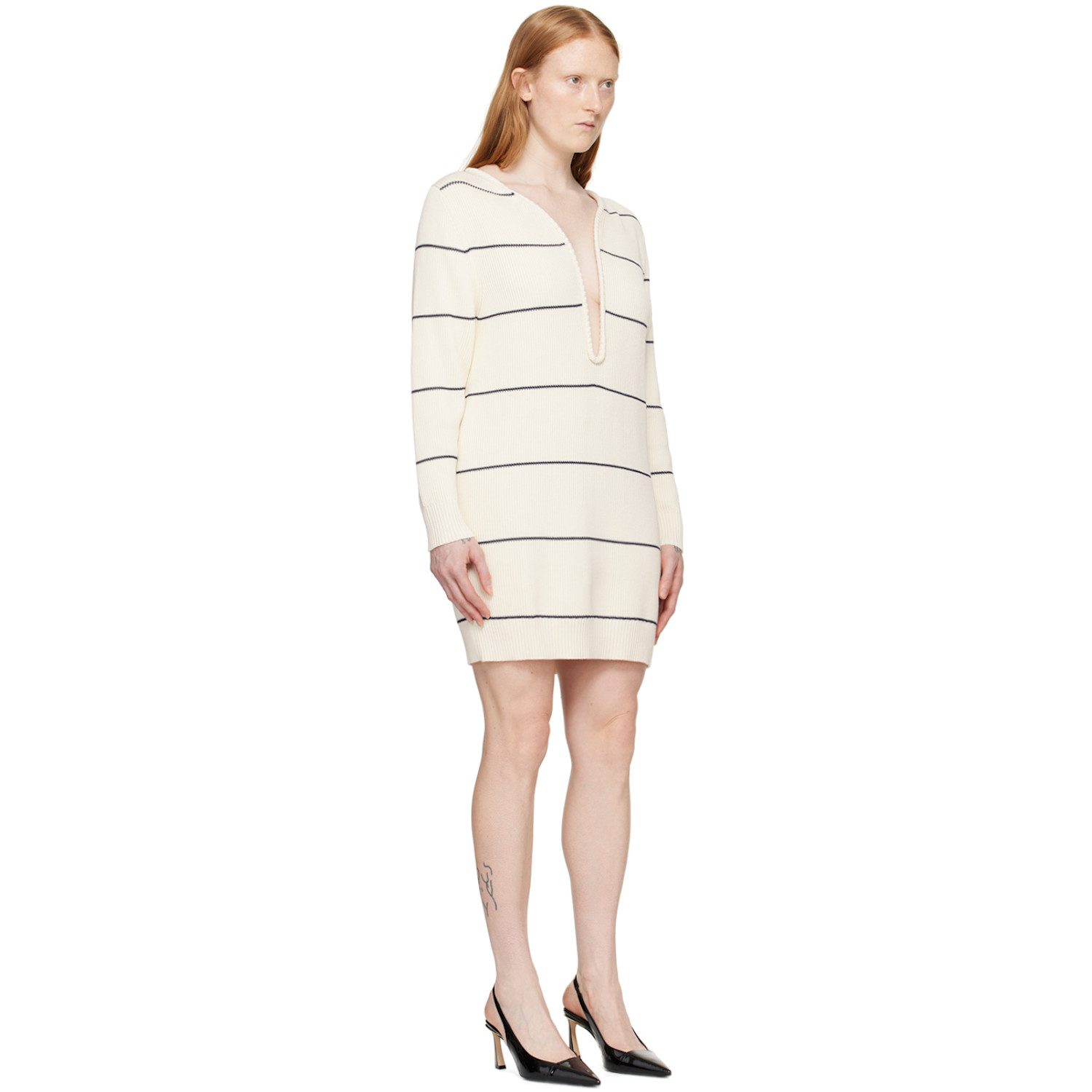  Victoria Beckham Off White Frame Detail Minidress 