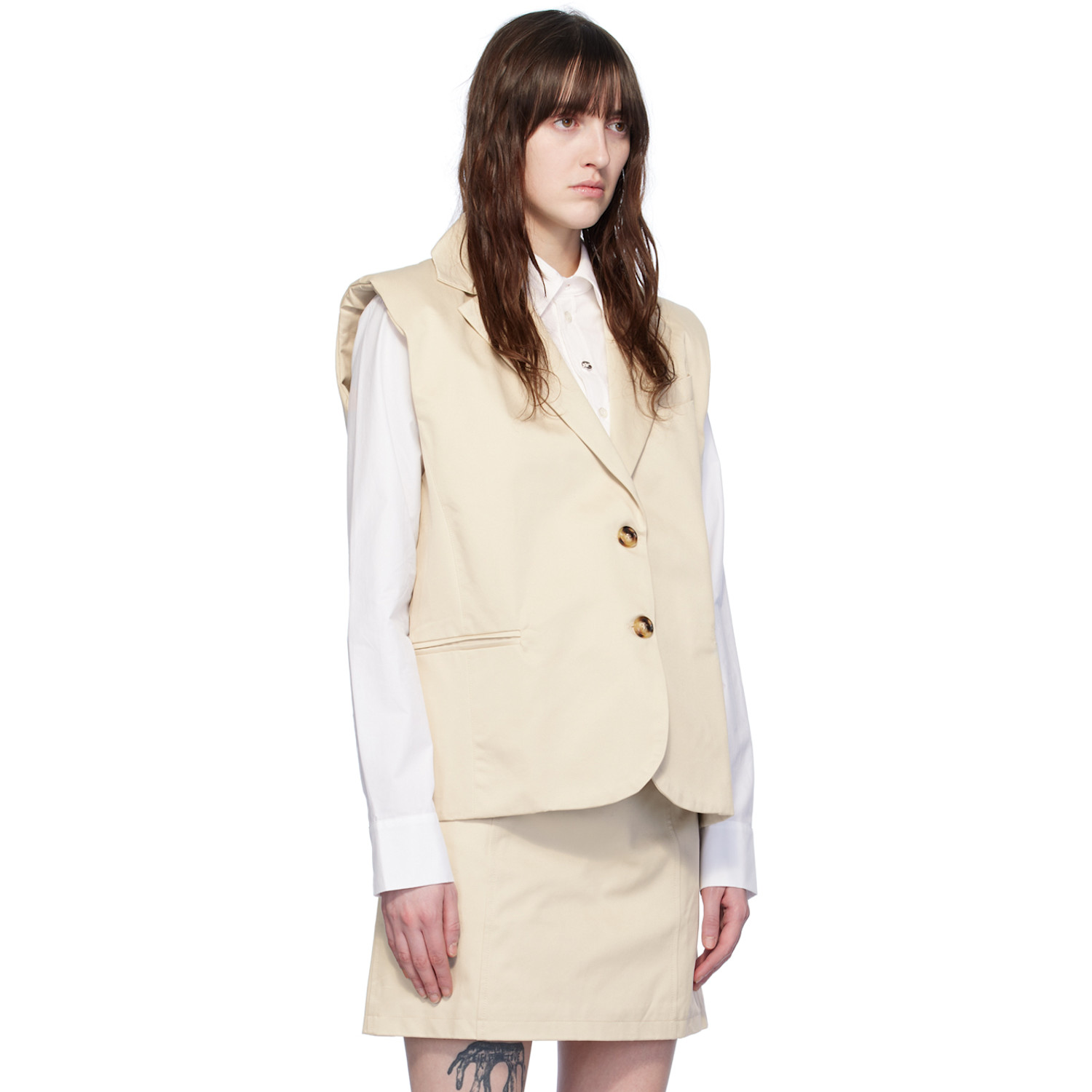  Elleme Beige Sleeveless Blazer 