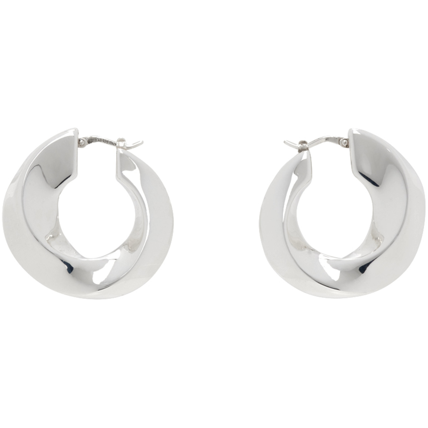 Bottega Veneta Silver Twist Hoop Earrings