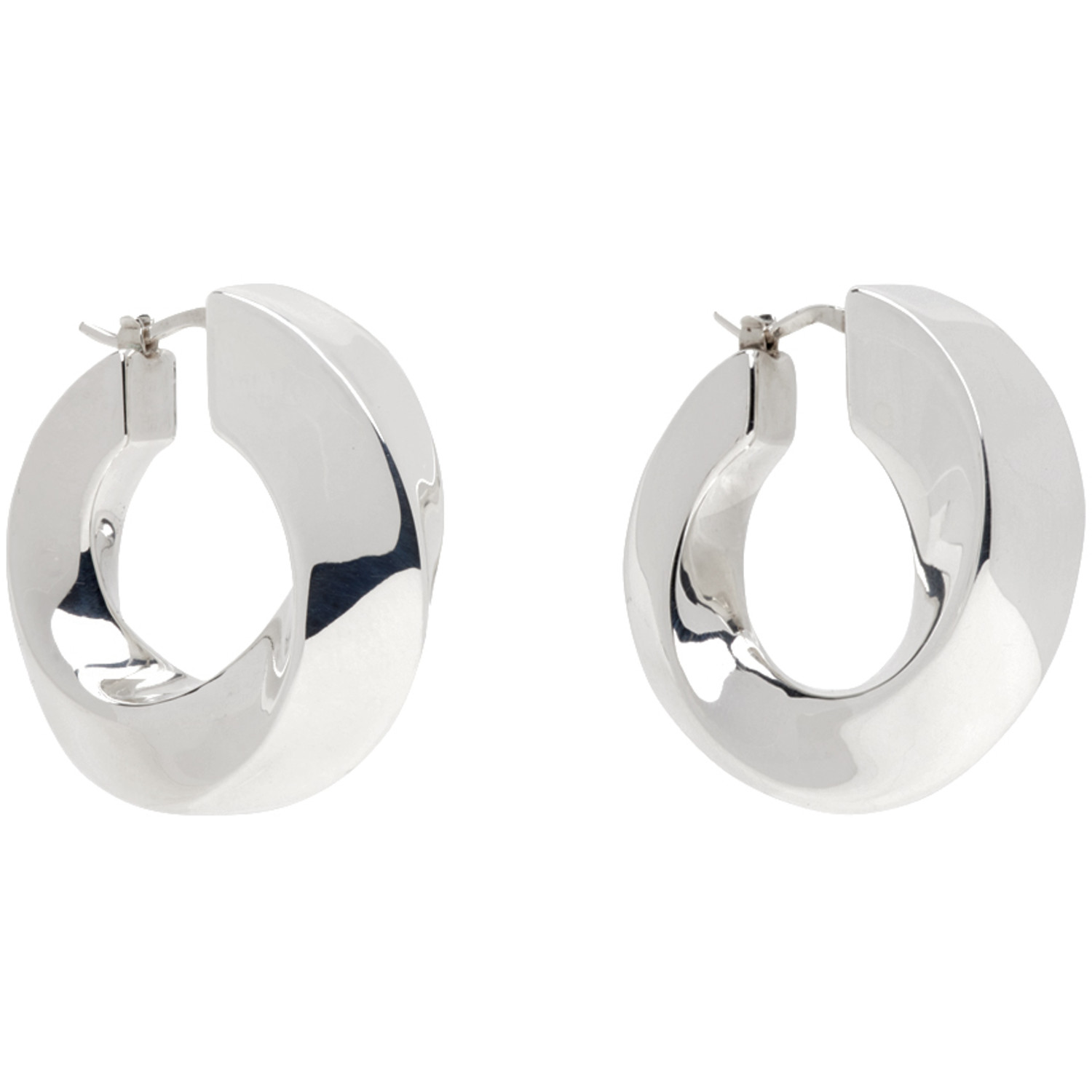  Bottega Veneta Silver Twist Hoop Earrings 