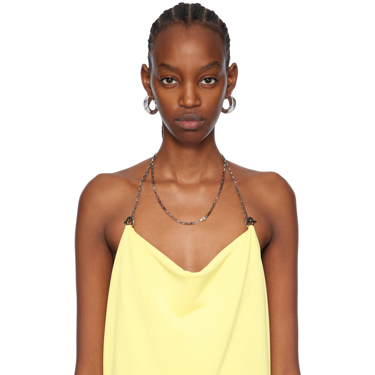  Bottega Veneta Silver Twist Hoop Earrings 