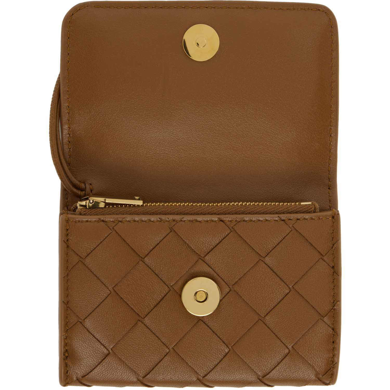  Bottega Veneta Tan Andiamo Small Envelope Card Holder 