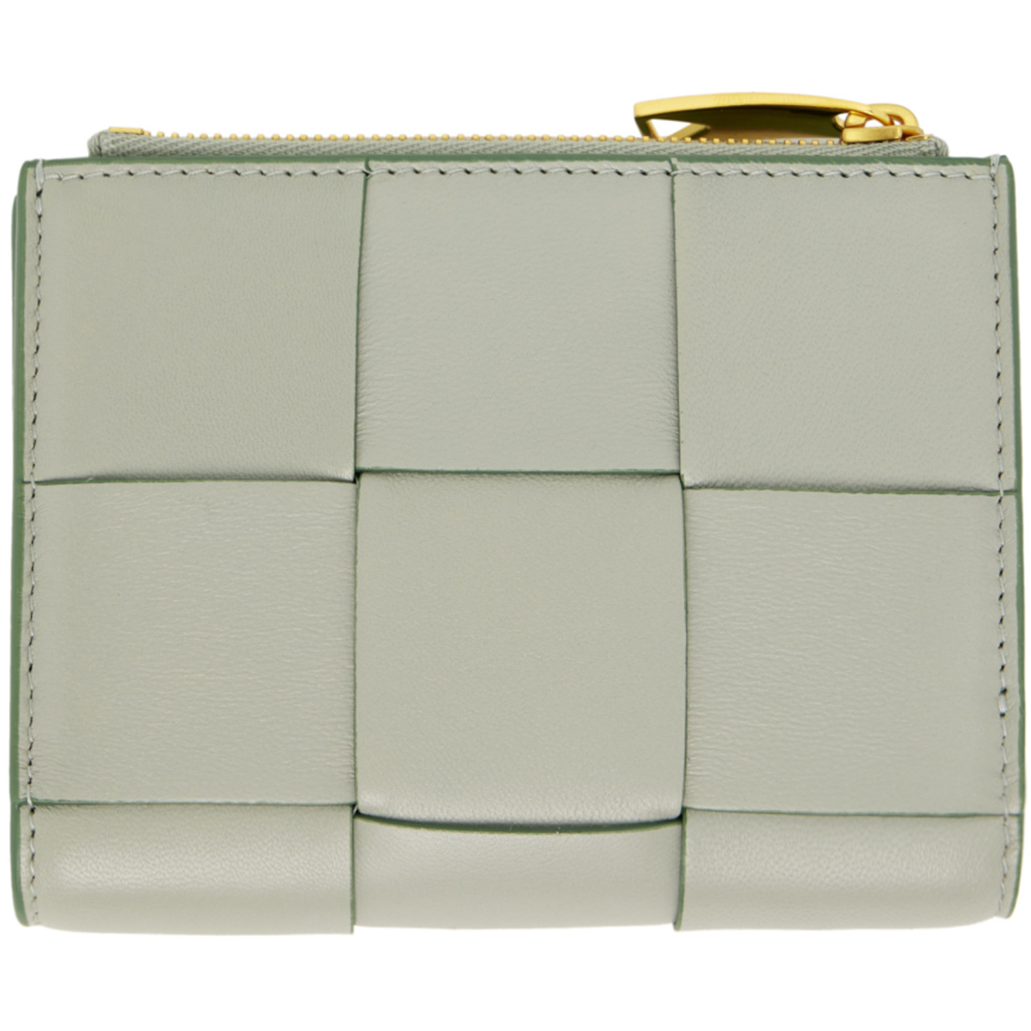  Bottega Veneta Green Small Cassette Bi-fold Zip Wallet 