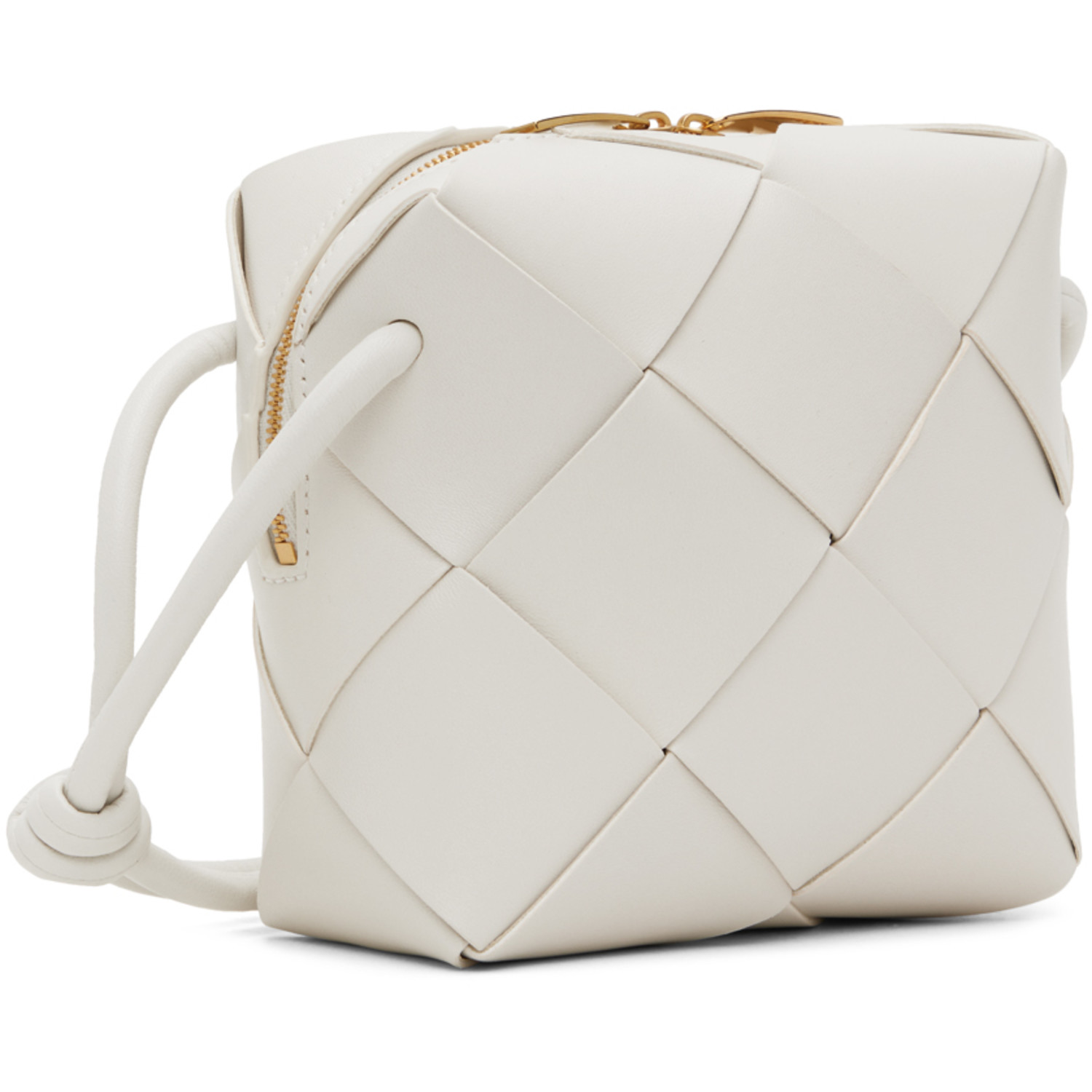  Bottega Veneta White Mini Cassette Camera Bag 
