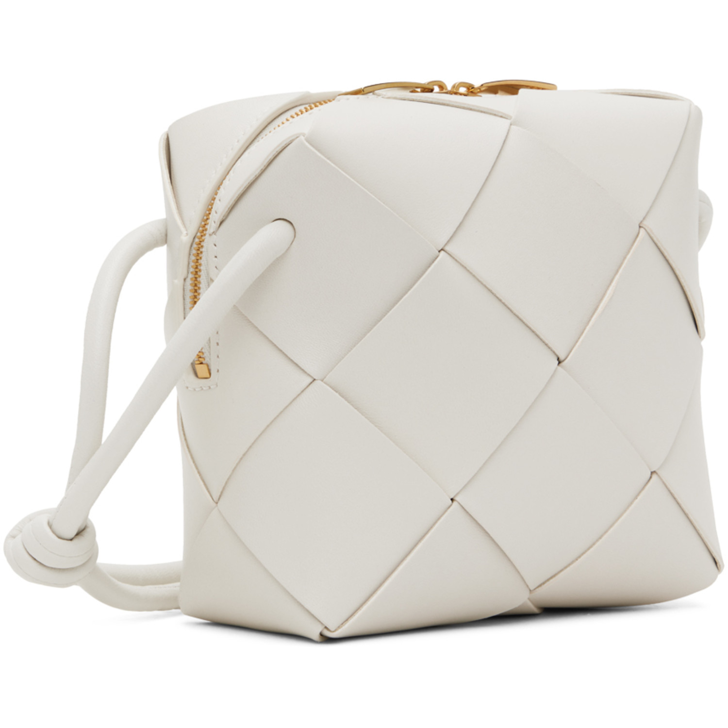  Bottega Veneta White Mini Cassette Camera Bag 