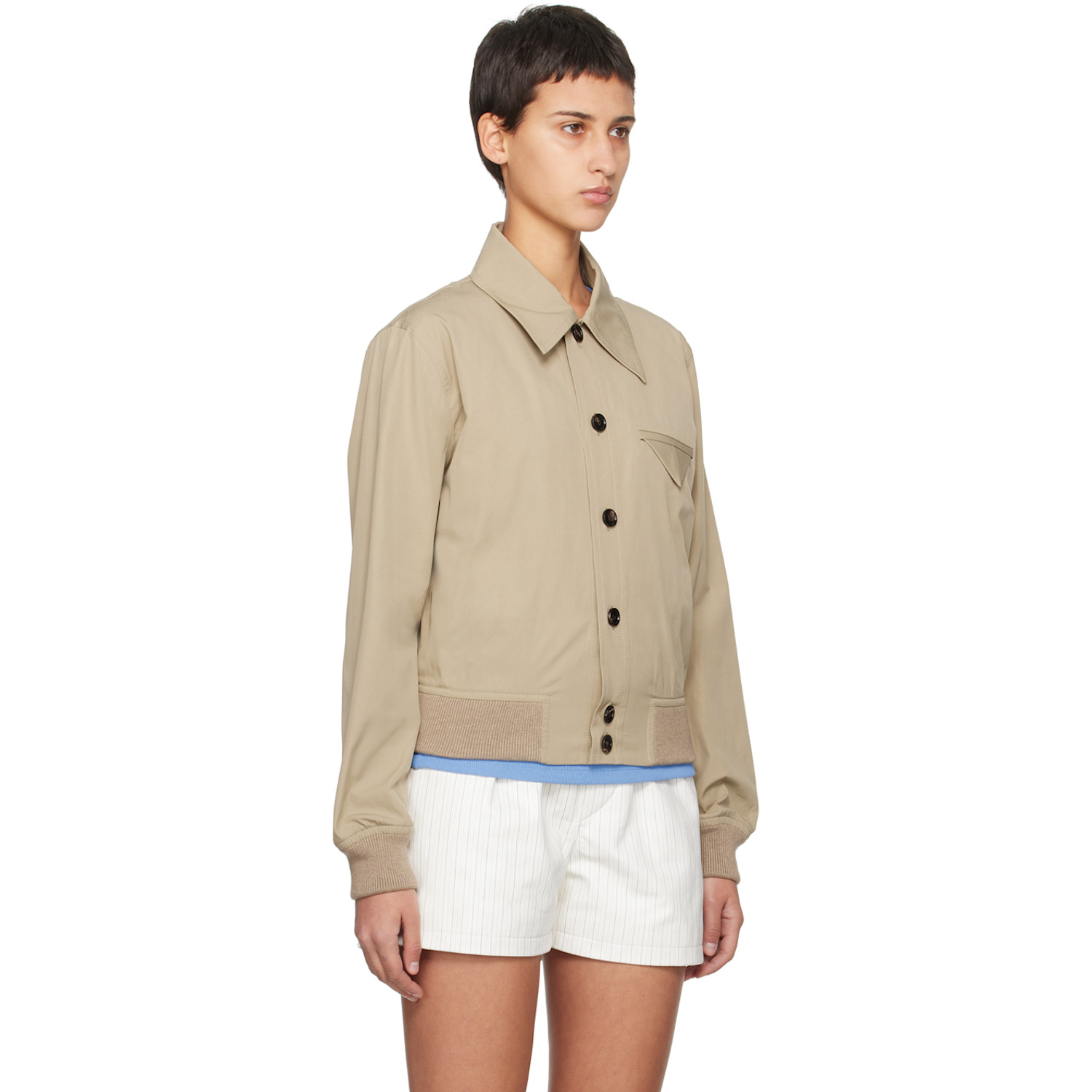  Bottega Veneta Beige Button Jacket 