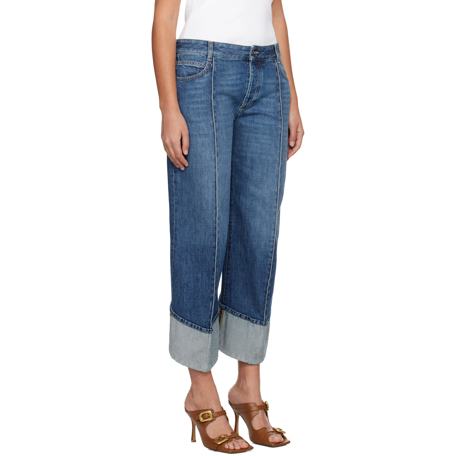  Bottega Veneta Blue Curved Shape Jeans 