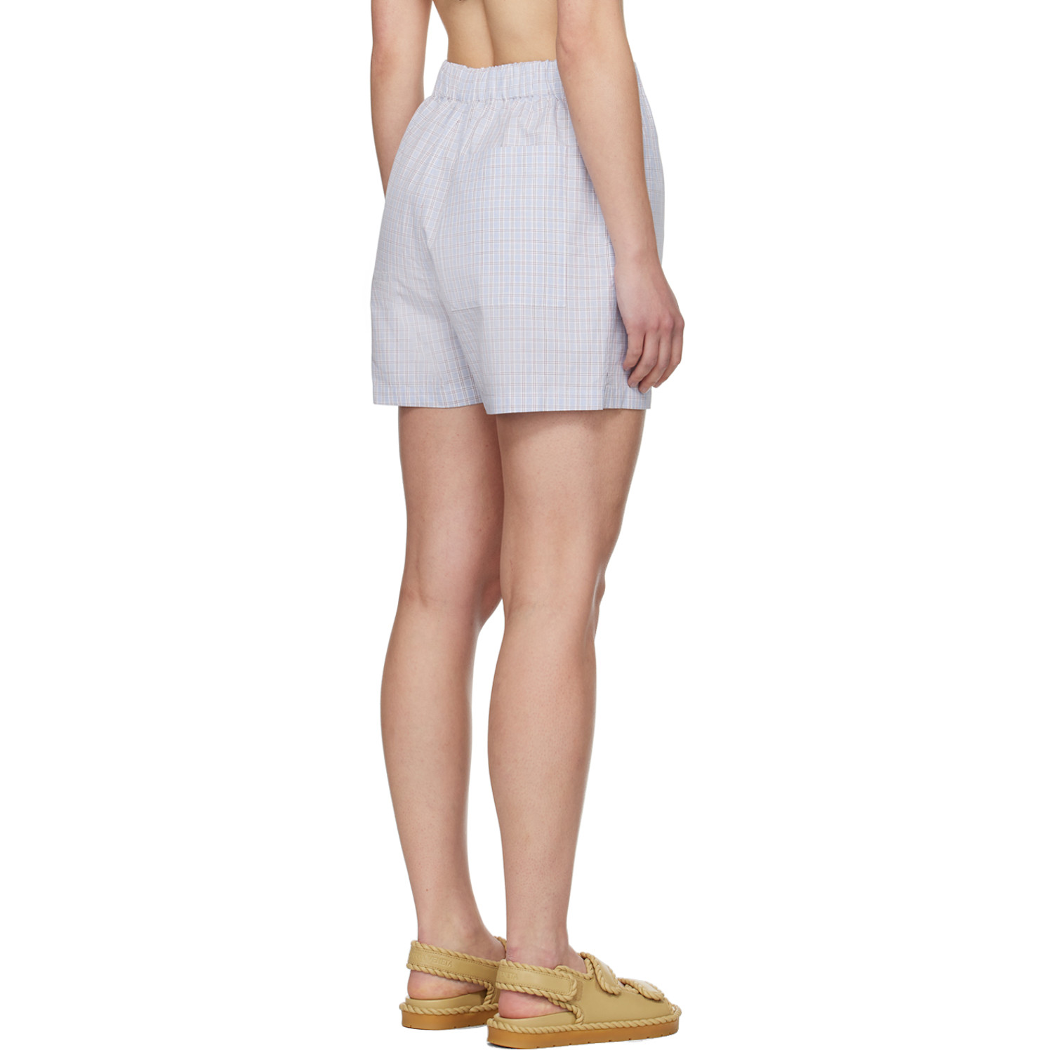  Bottega Veneta Blue Checked Shorts 