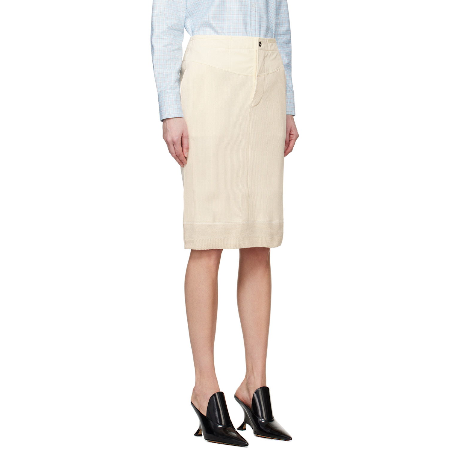  Bottega Veneta Off-white Ribbed Midi Skirt 