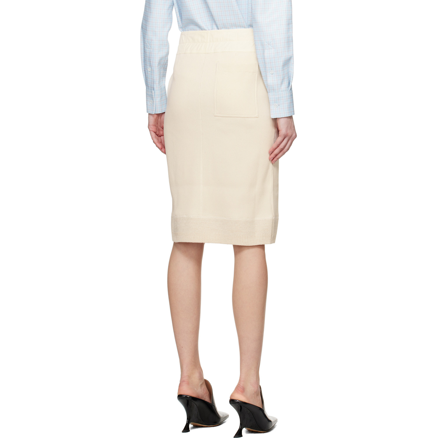  Bottega Veneta Off-white Ribbed Midi Skirt 
