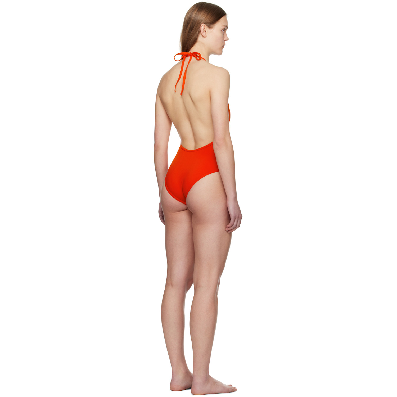  Bottega Veneta Red Halter Neck Swimsuit 