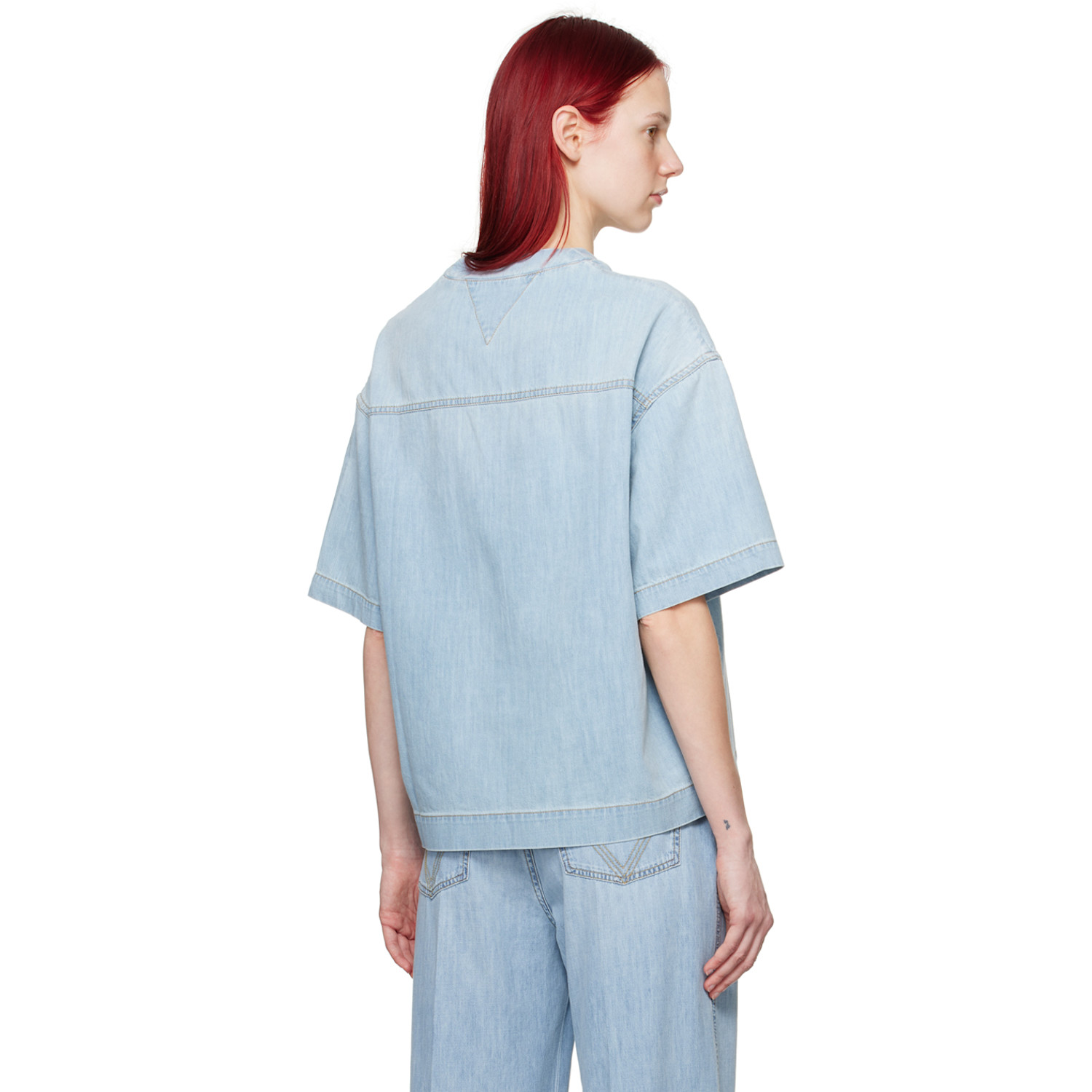  Bottega Veneta Blue Bleached Denim Shirt 