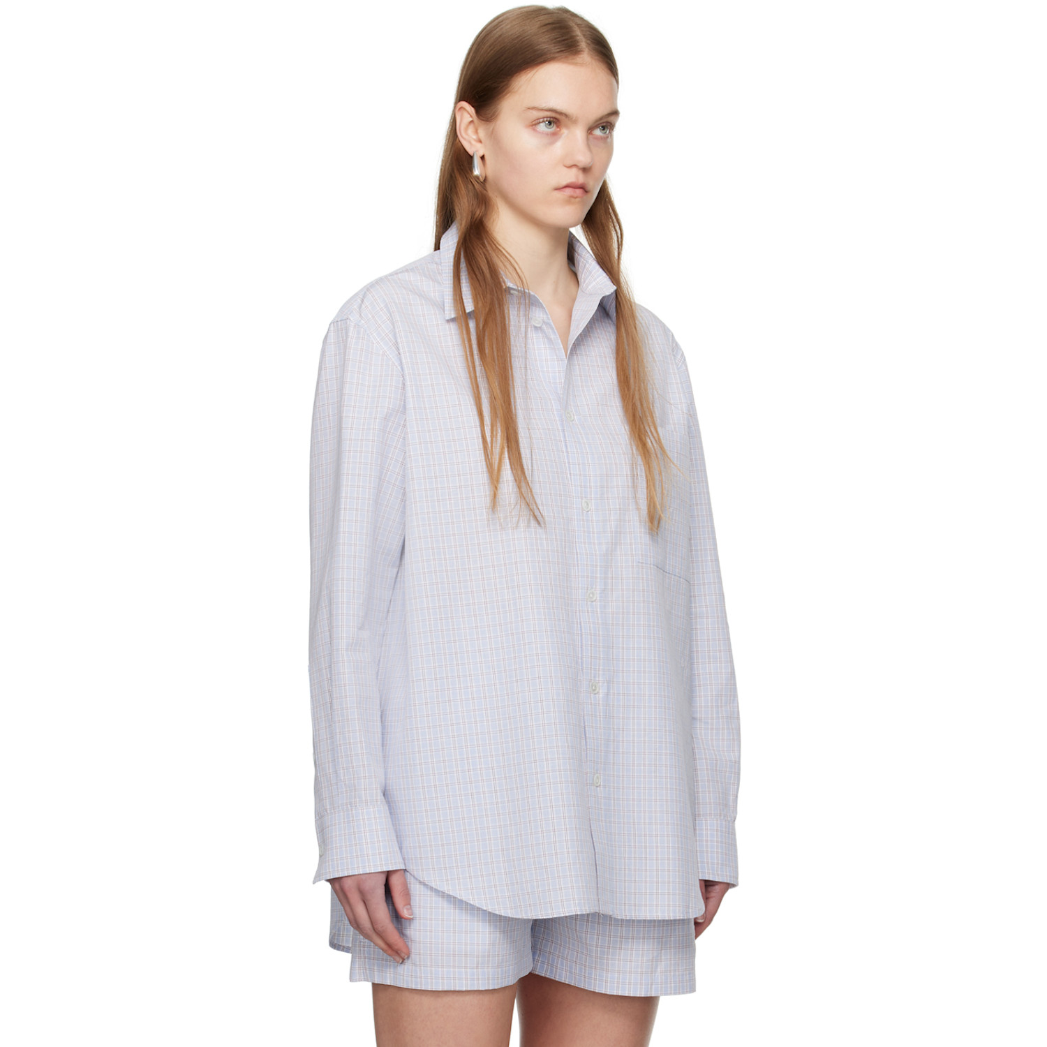  Bottega Veneta Blue Checked Shirt 