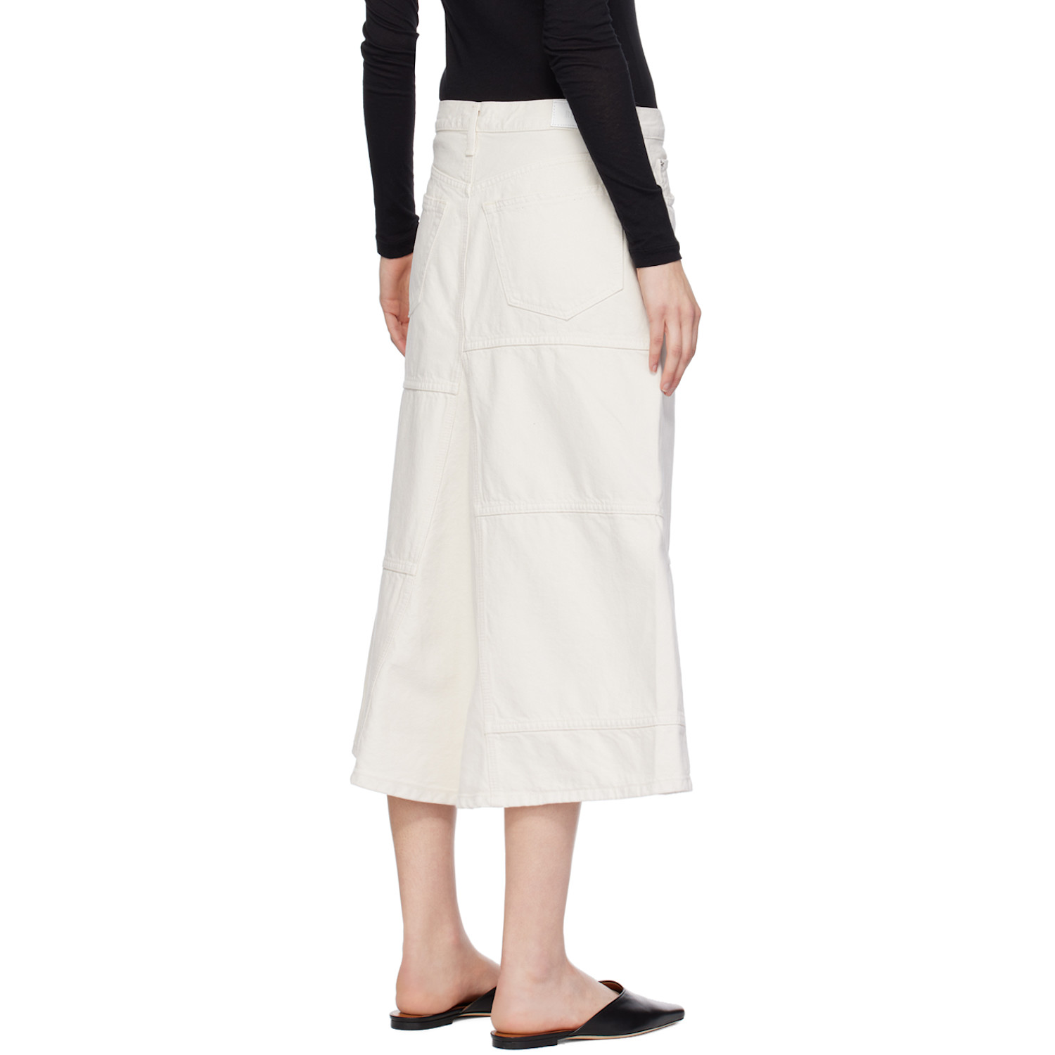  Re/done Off-white Seamed Denim Maxi Skirt 
