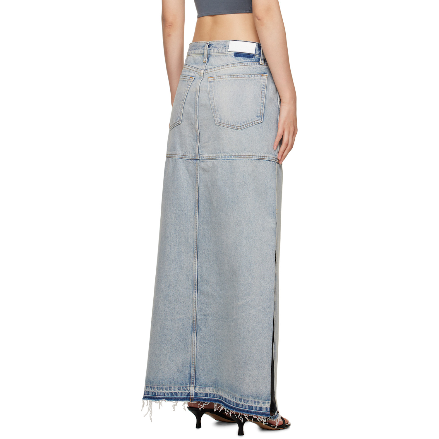 Re/done Blue Split Maxi Skirt 