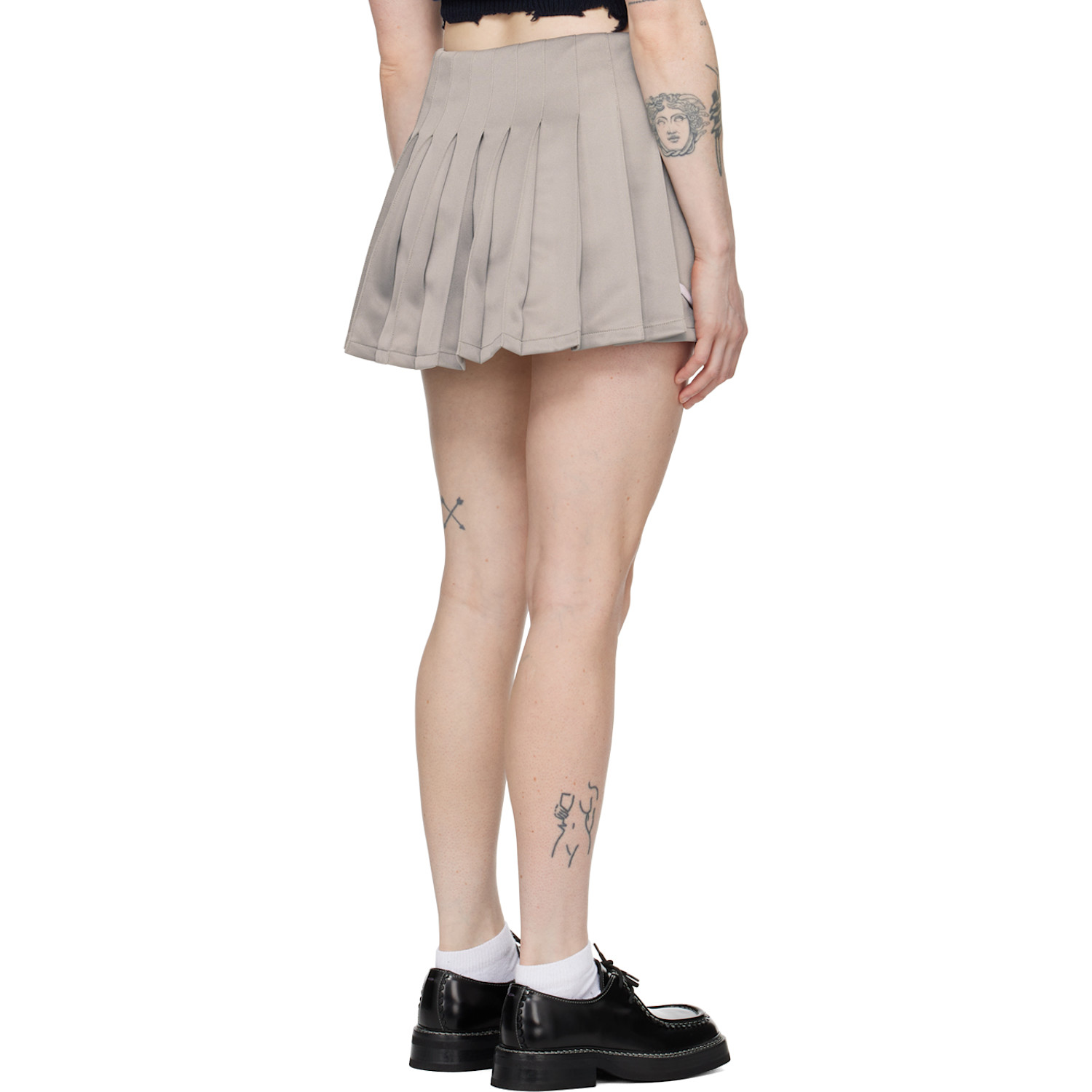  Ambush Off-white & Gray Pleats Miniskirt 
