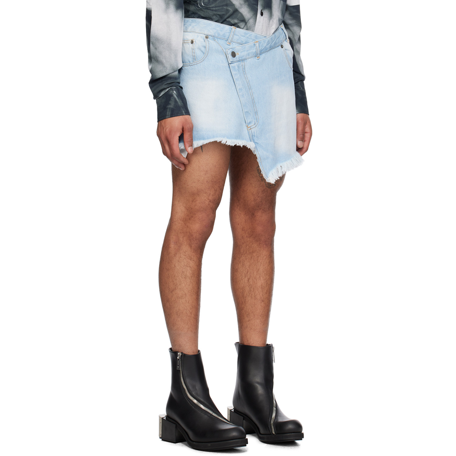  Egonlab Blue Wrap Denim Miniskirt 