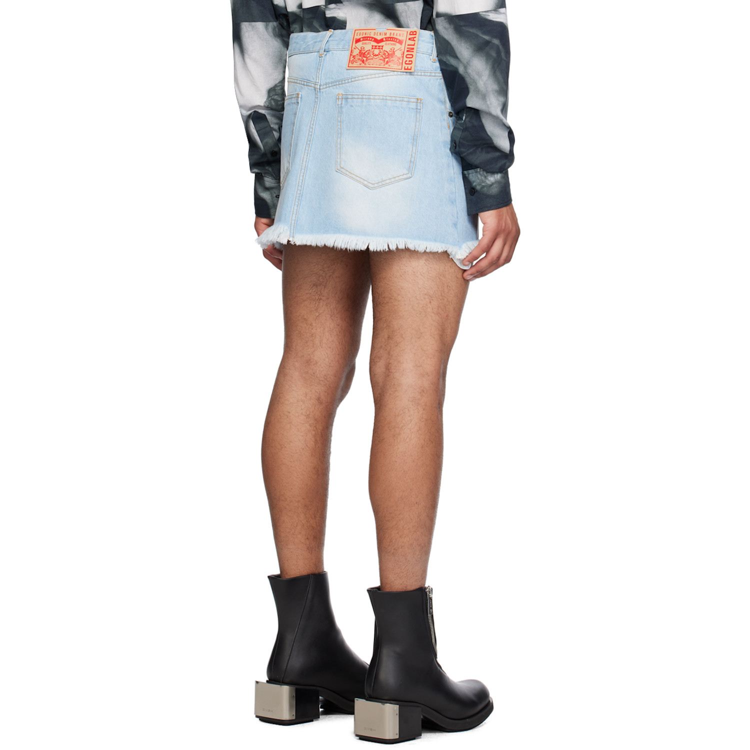  Egonlab Blue Wrap Denim Miniskirt 