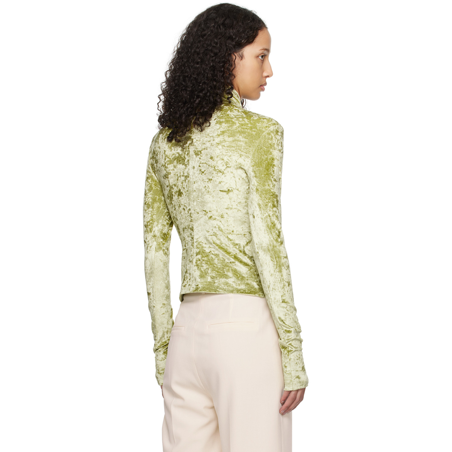  Nanushka Green Iride Long Sleeve T-shirt 