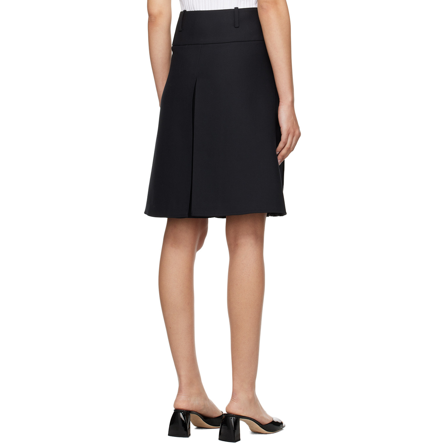  Fax Copy Express Black Pleated Midi Skirt 