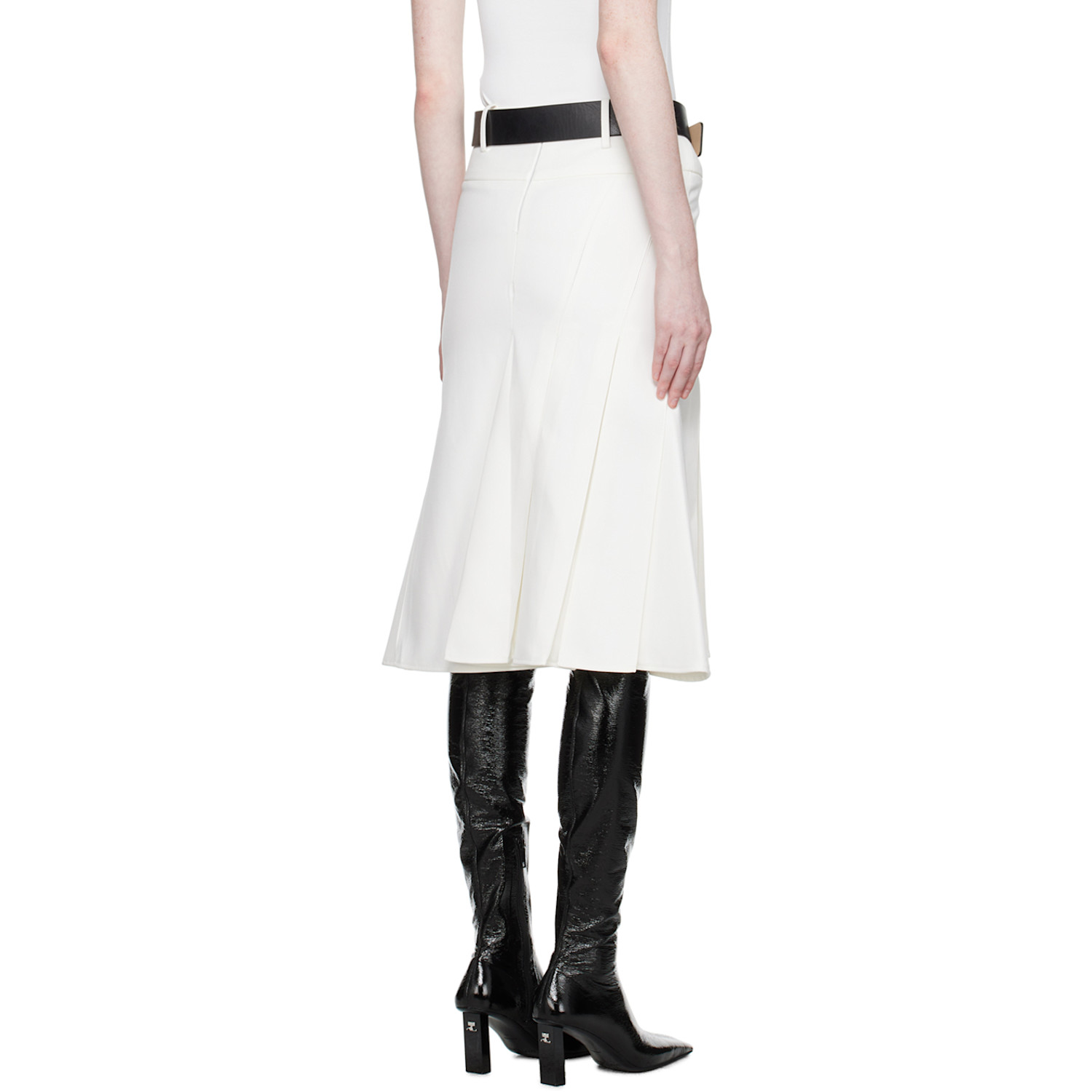  Fax Copy Express White Fishtail Midi Skirt 