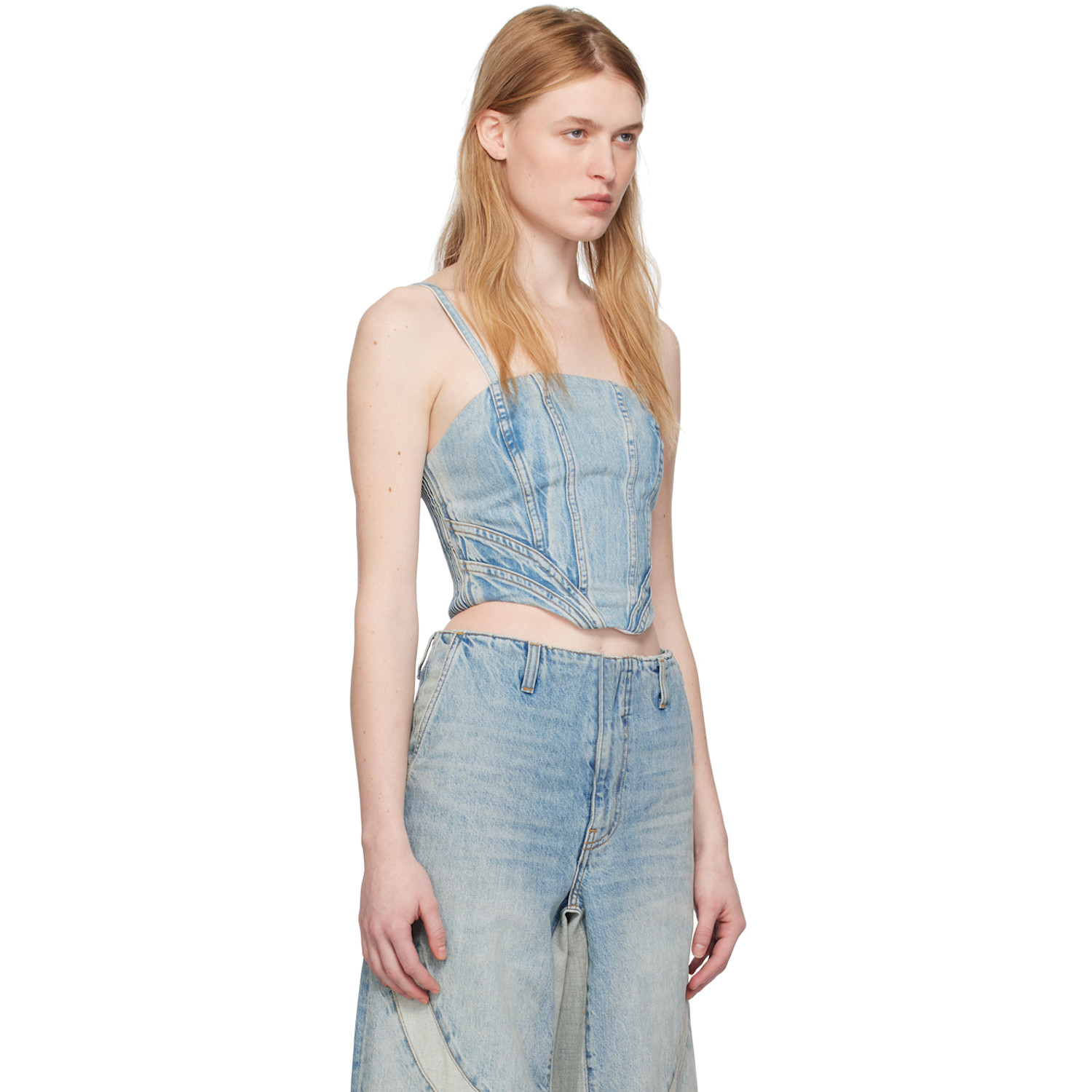  Amiri Blue Corset Denim Tank Top 
