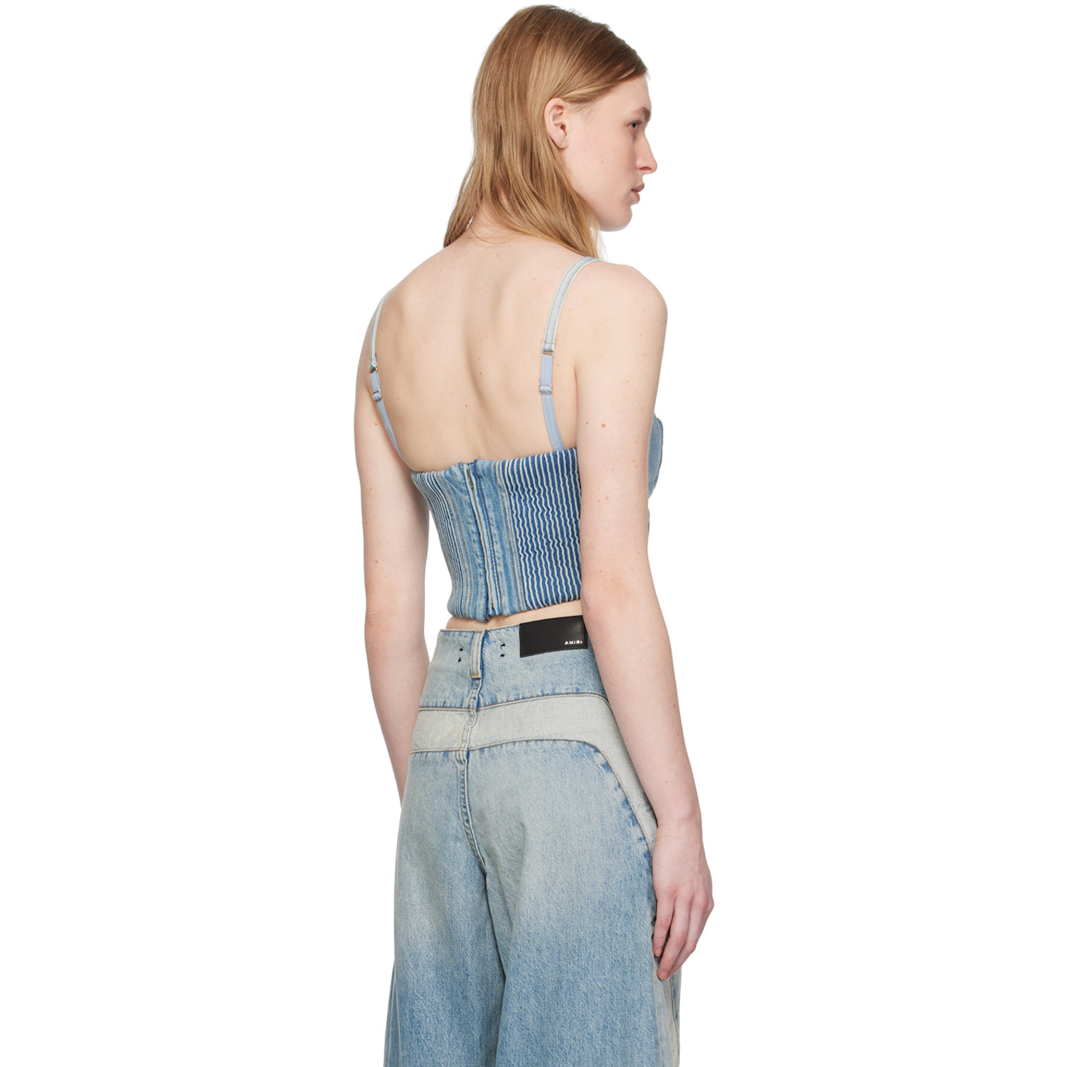  Amiri Blue Corset Denim Tank Top 