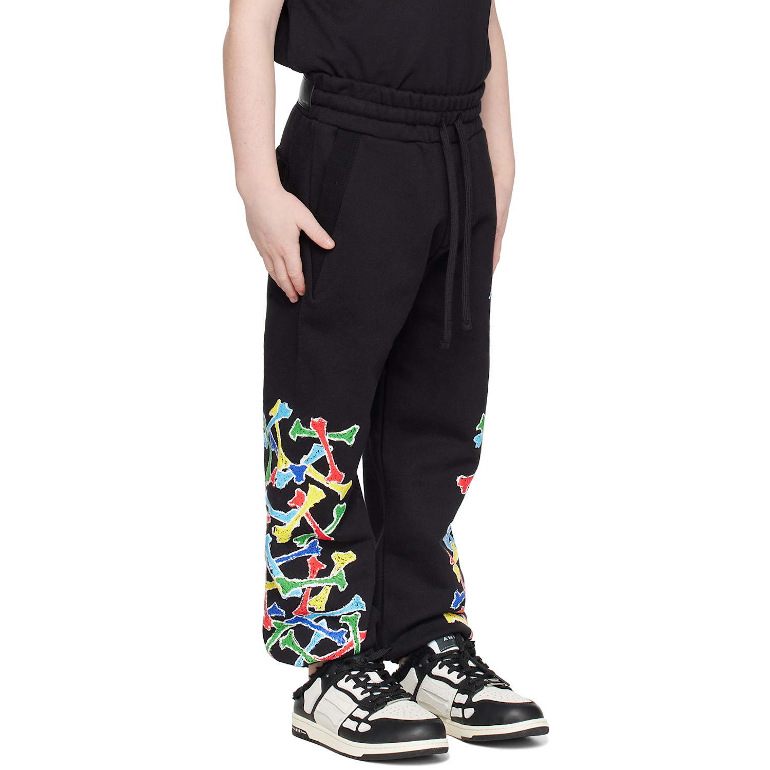  Amiri Kids Black Bones Scribble Sweatpants 