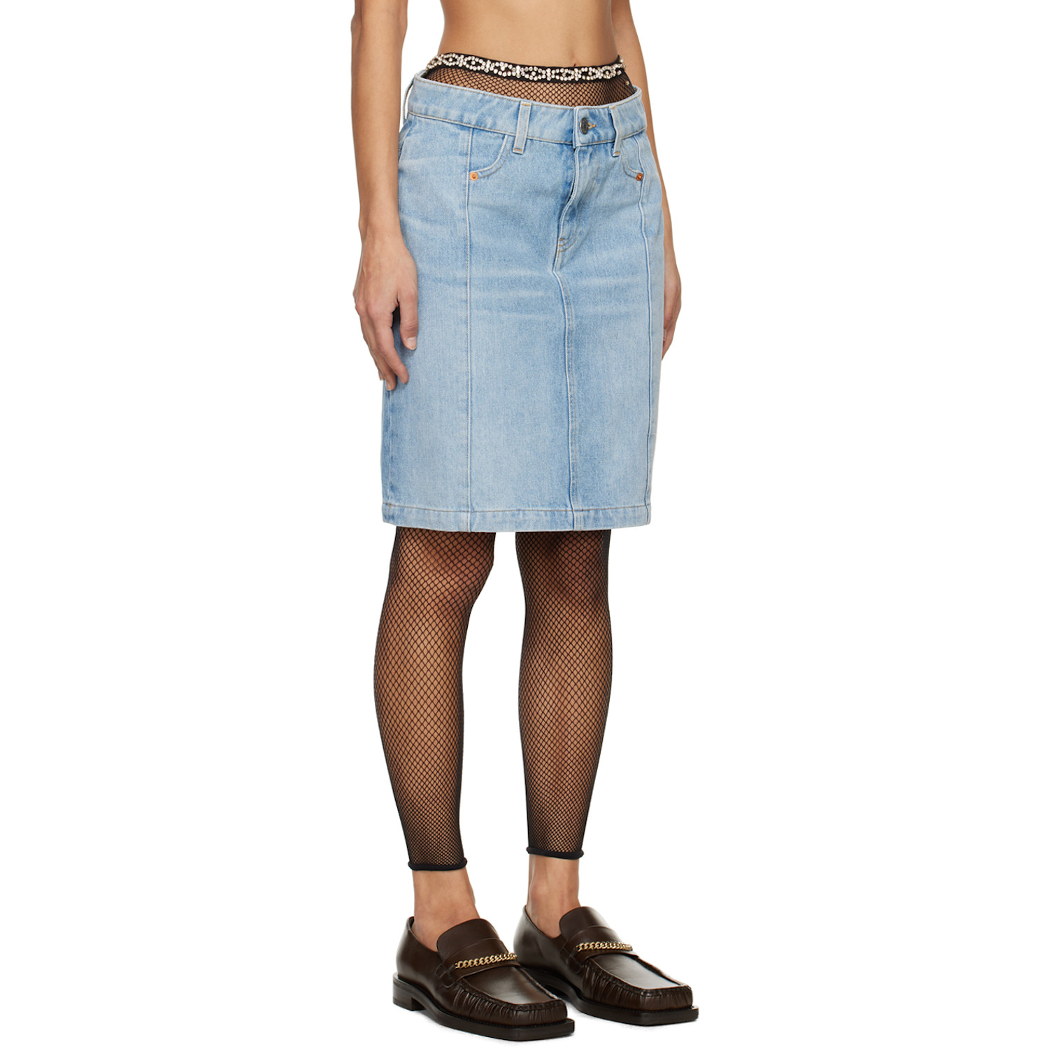  Martine Rose Blue Narrow Front Denim Miniskirt 