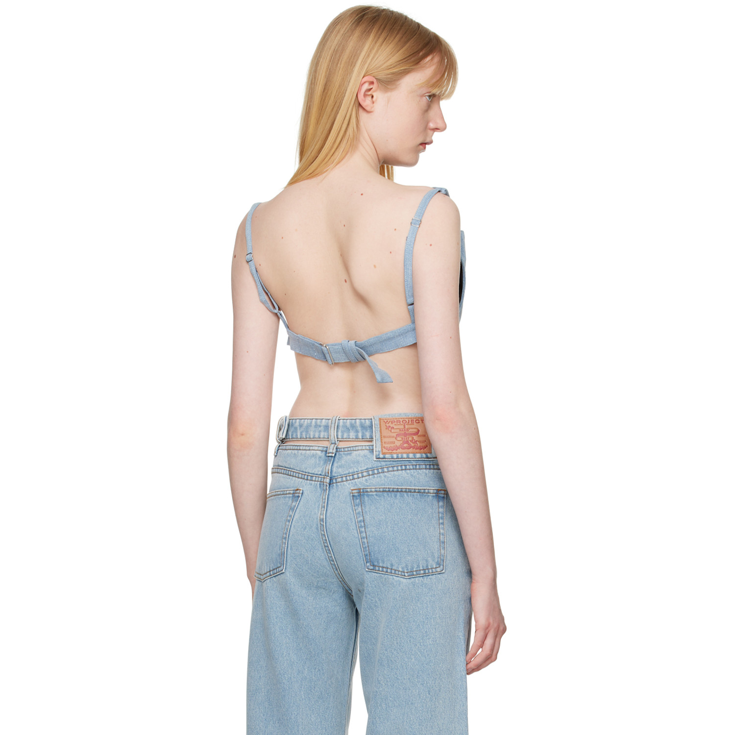  Y/project Blue Scrunched Denim Bralette 