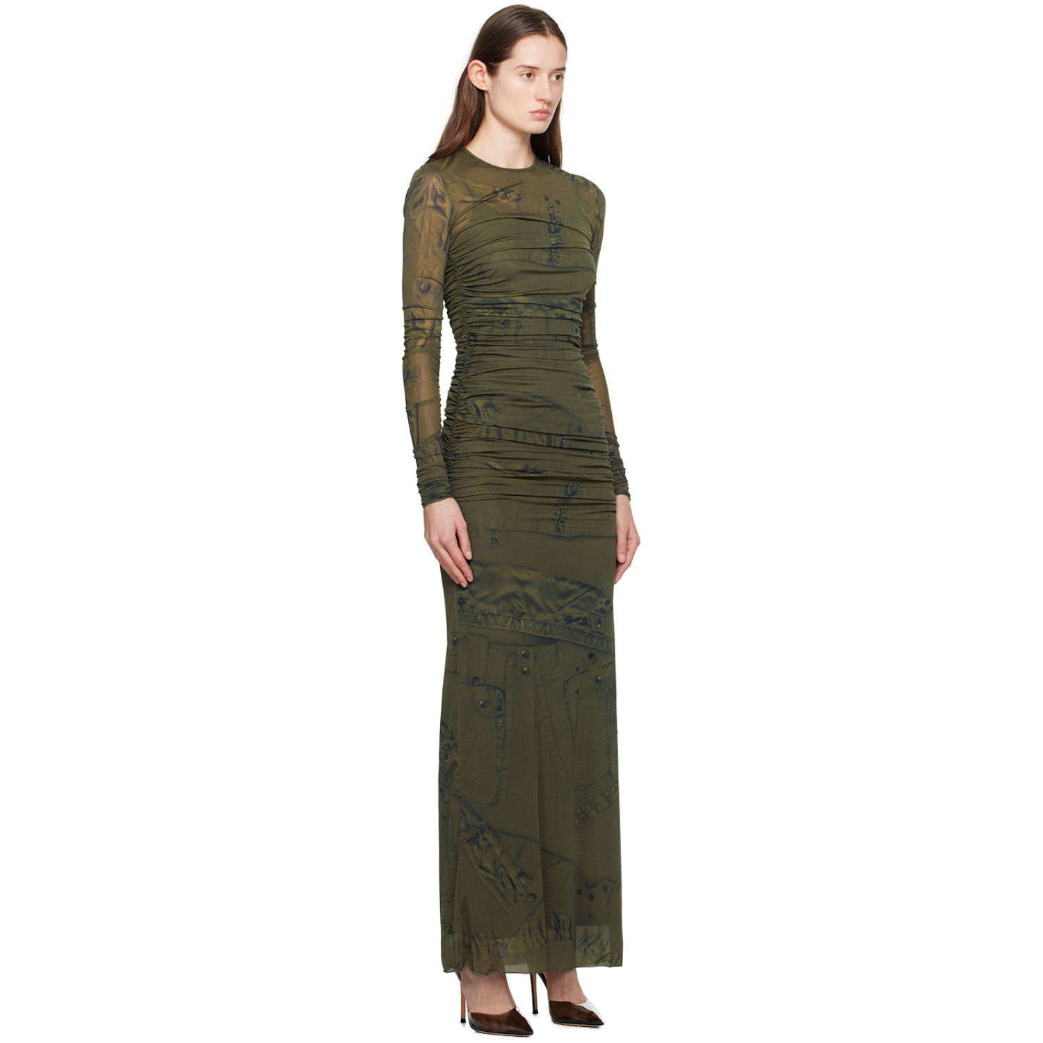  Blumarine Green Crewneck Maxi Dress 